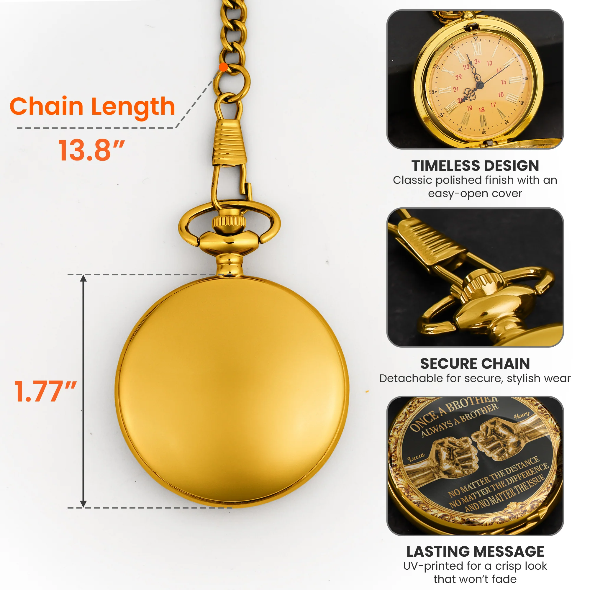 Once A Brother, Always A Brother, No Matter The Distance - Personalized Pocket Watch - Image 6