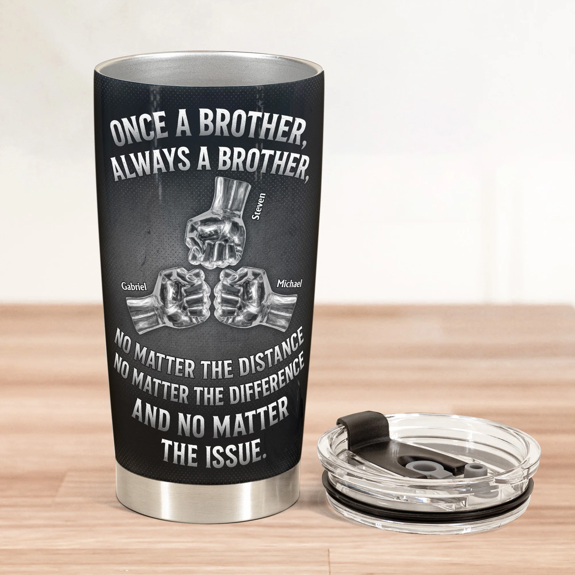 Once A Brother, Always A Brother, No Matter The Distance - Personalized Tumbler Cup - Image 4