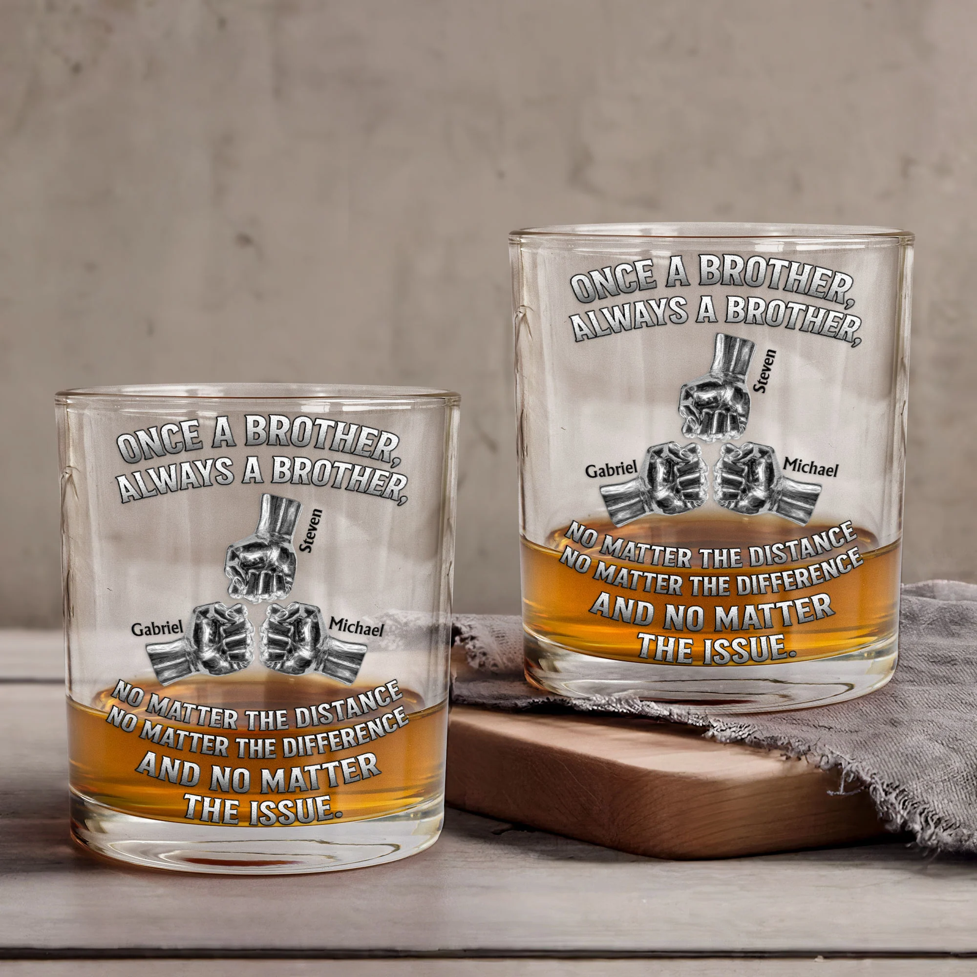 Once A Brother, Always A Brother, No Matter The Distance - Personalized Whiskey Glass - Image 5