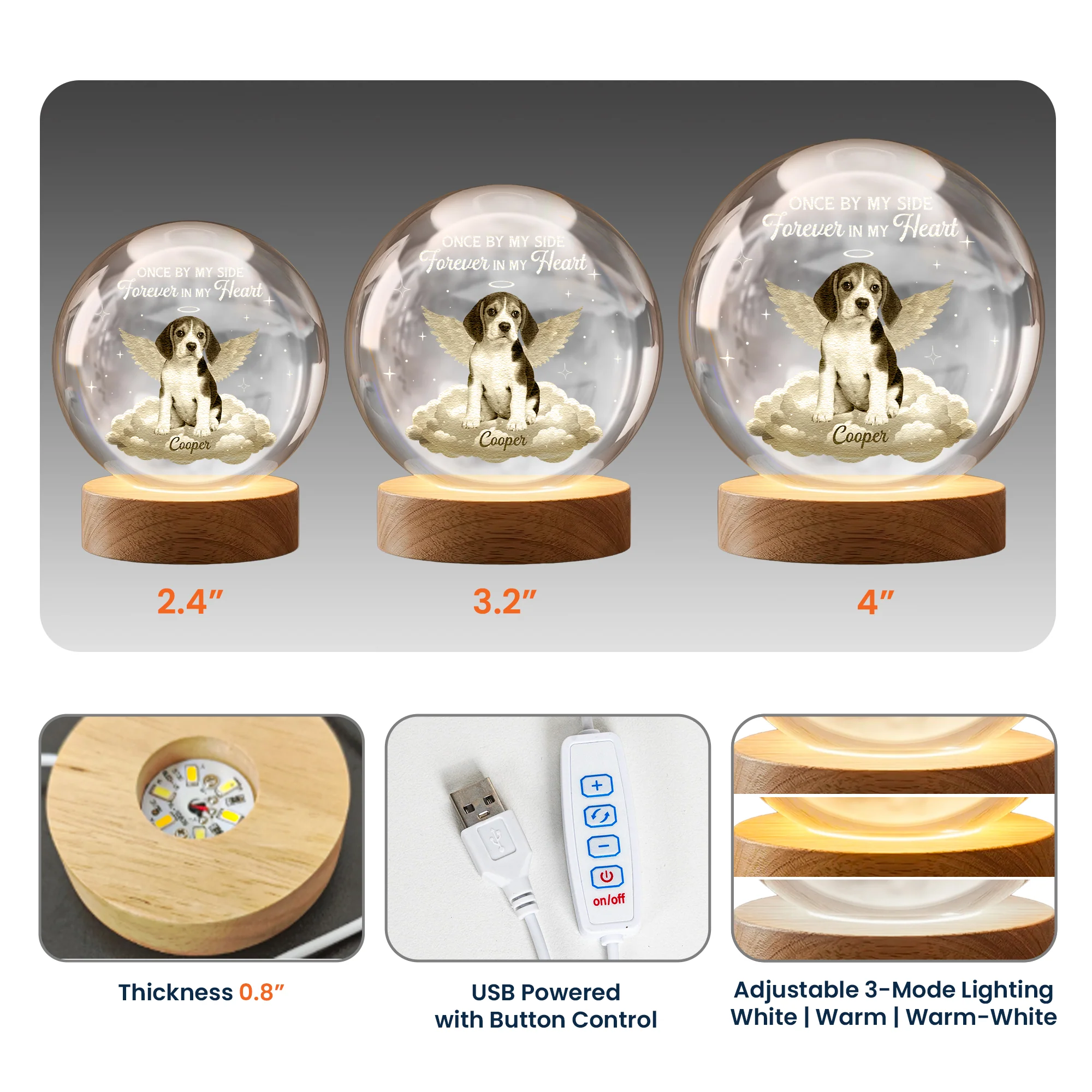 Once By My Side Forever In My Heart - Personalized Night Light - Image 6