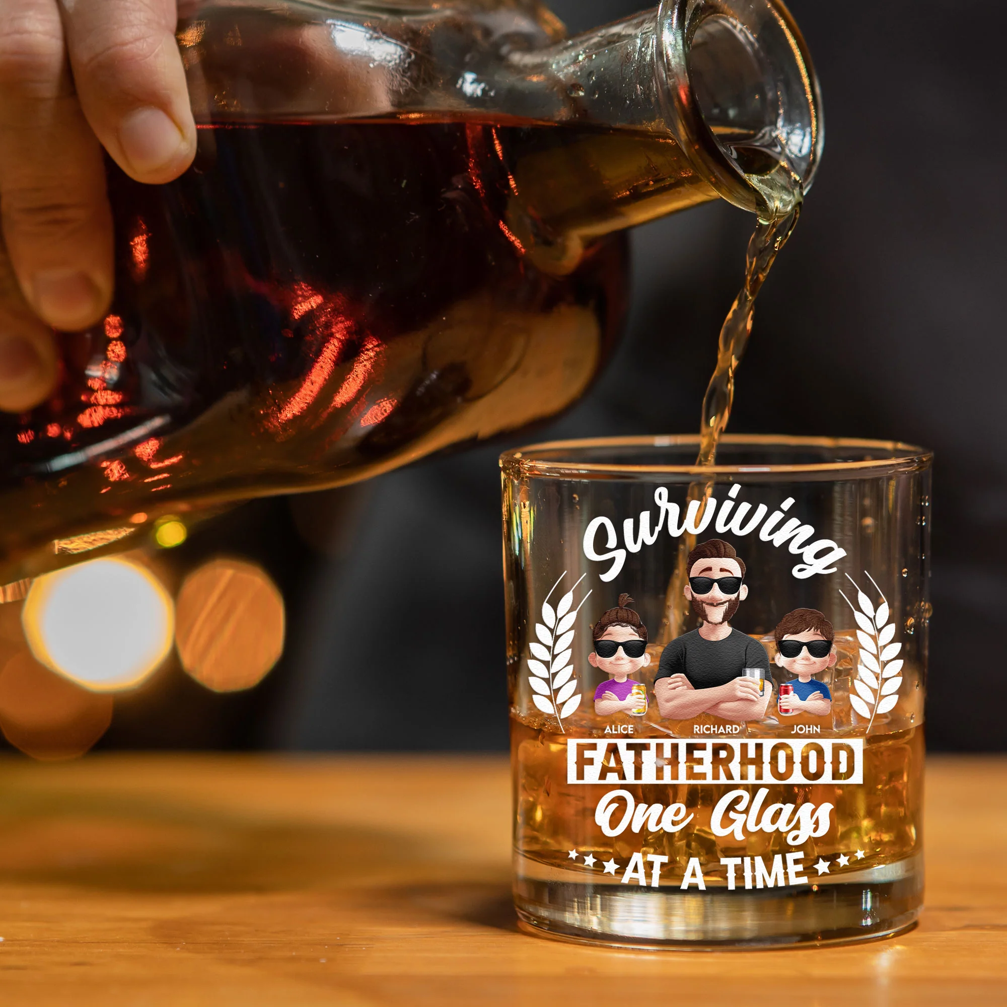 One Glass At A Time - Personalized Whiskey Glass - Image 3