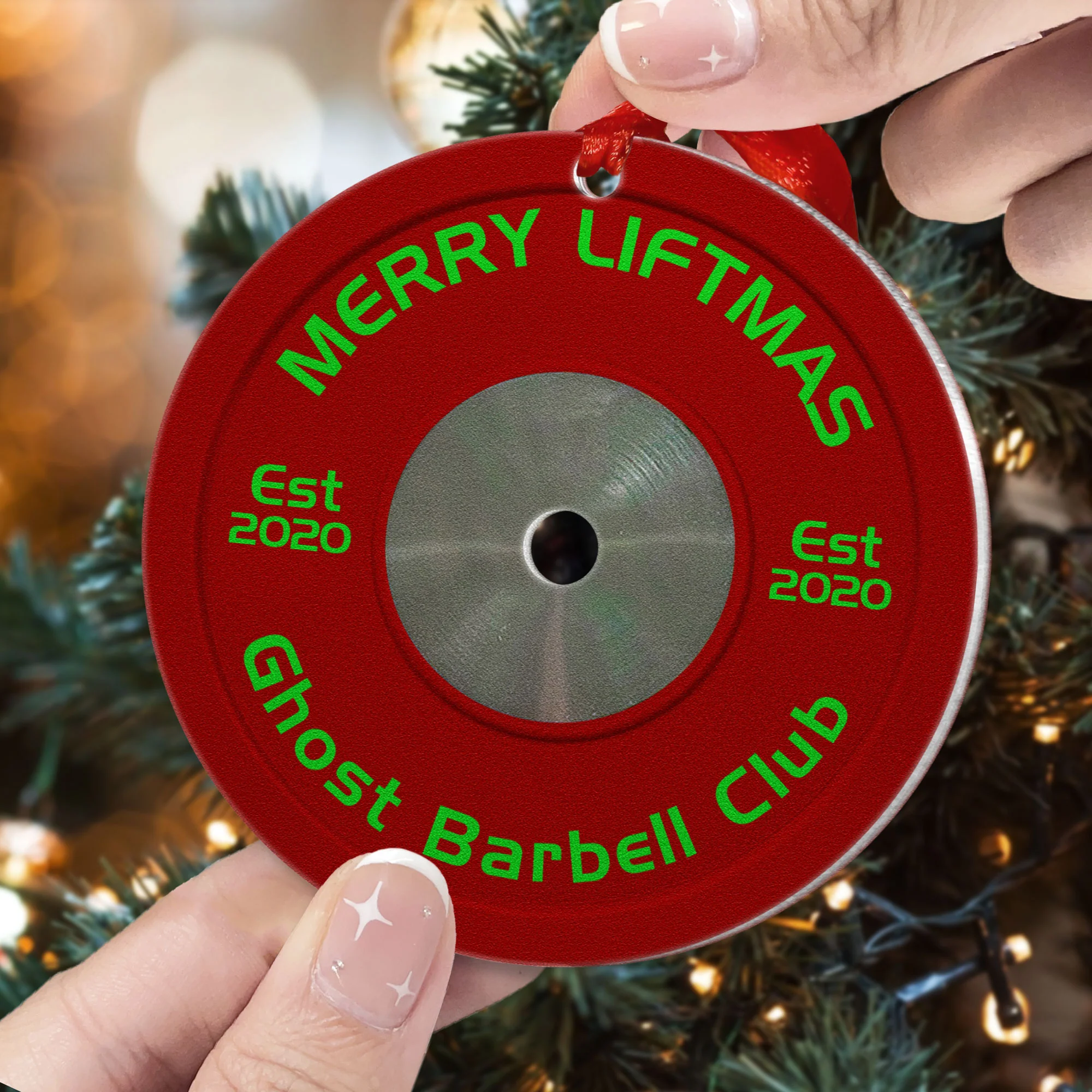 [Only available in the U.S] Merry Liftmas - Personalized Aluminum Ornament - Image 3