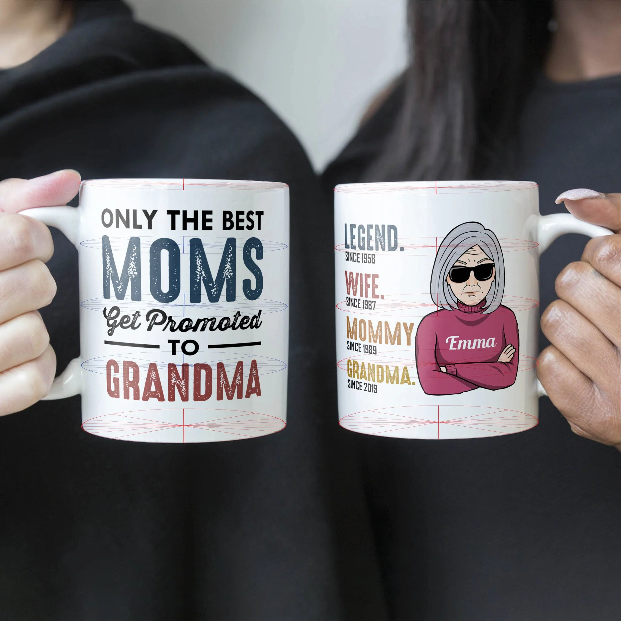 Only The Best Moms Get Promoted To Grandma - Personalized Mug - Birthday & Christmas Gift For Mom, Mother, Grandma, Nana, Mama - Image 3