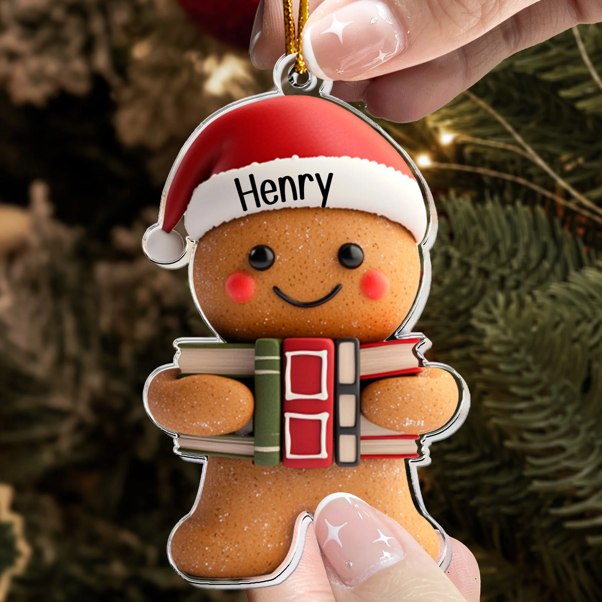 Ornament Gift For Book Lovers Gingerbread - Personalized Acrylic Ornament - Image 2