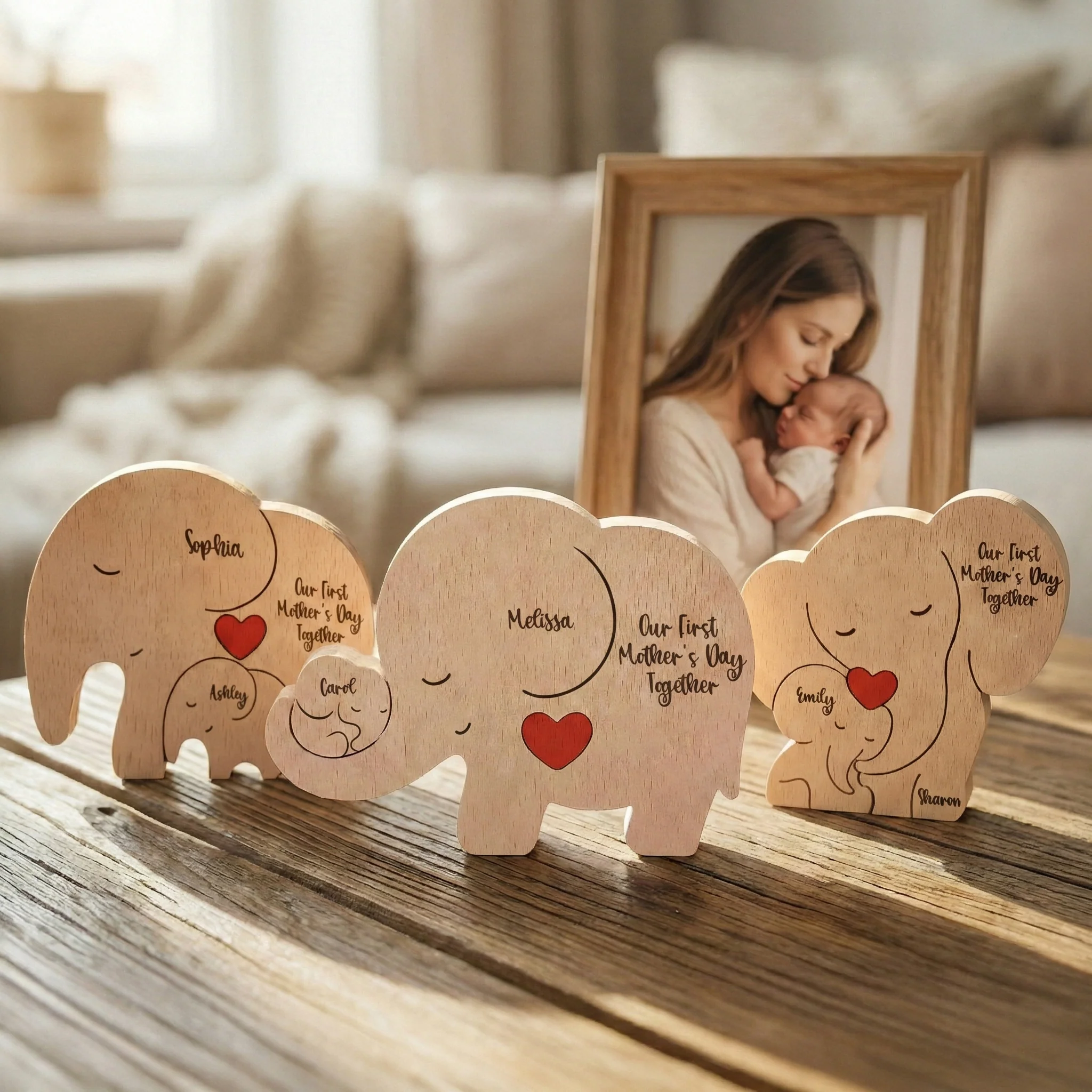 Our 1st Mother's Day Together - Elephant Mom & Baby - Personalized Puzzle