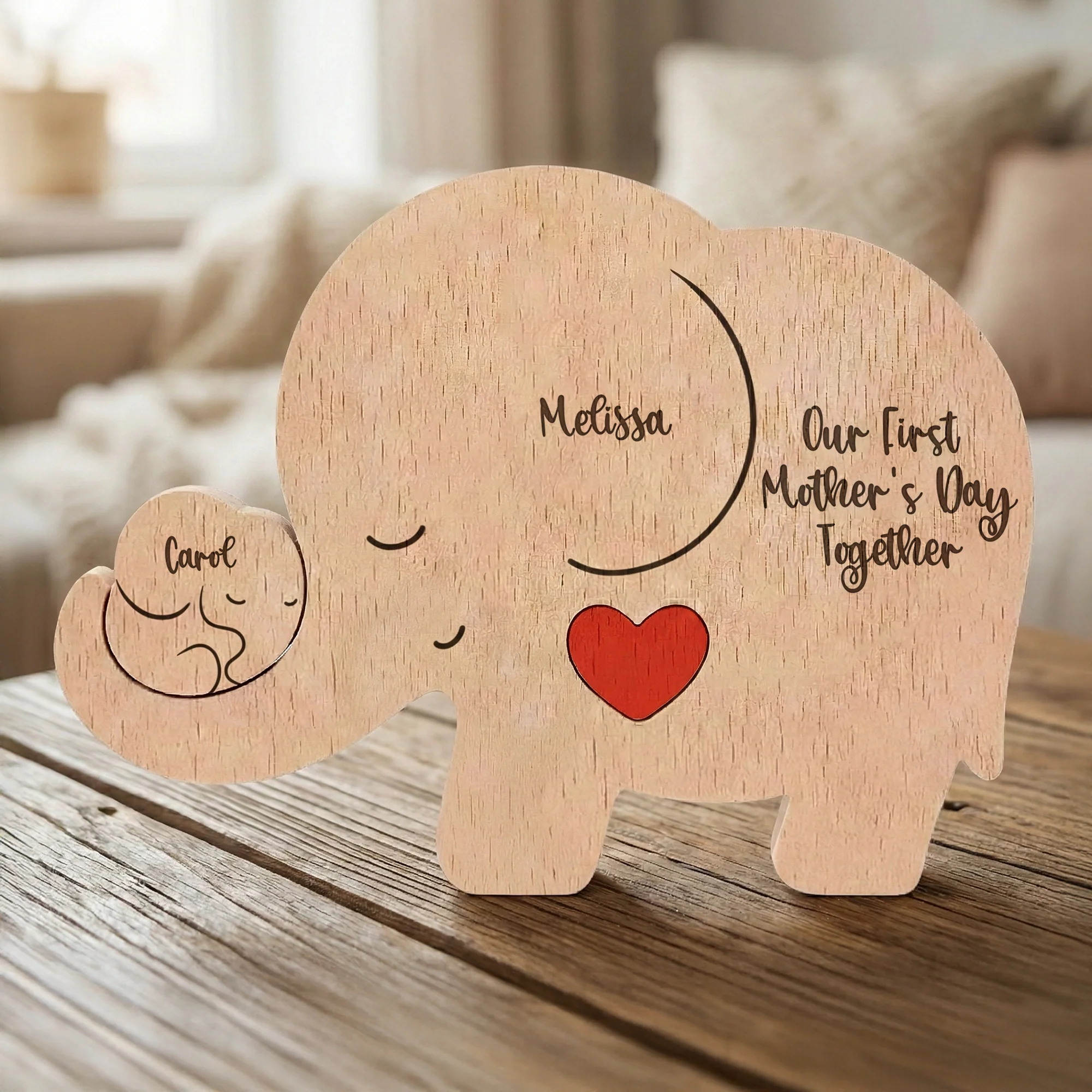 Our 1st Mother's Day Together - Elephant Mom & Baby - Personalized Puzzle - Image 2