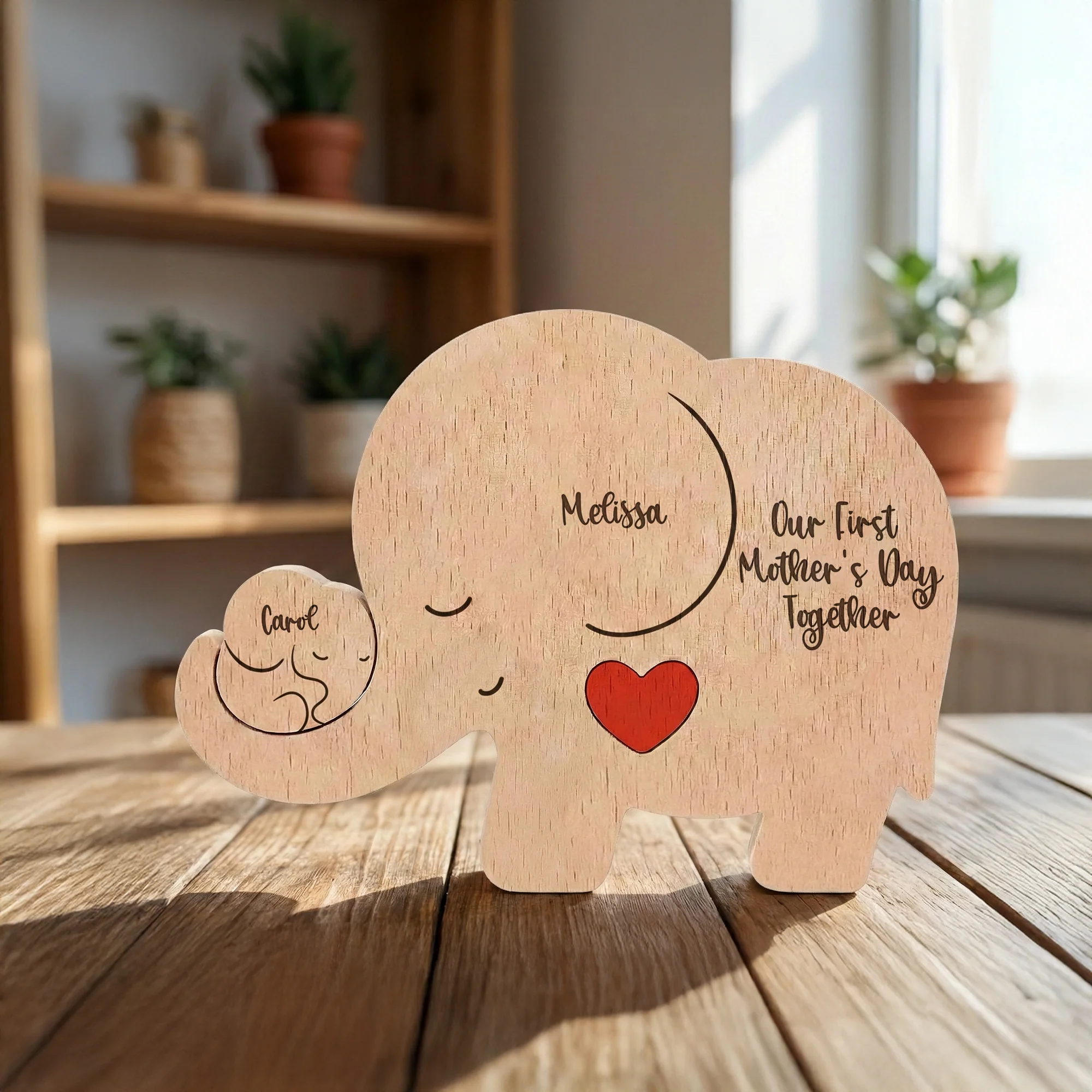 Our 1st Mother's Day Together - Elephant Mom & Baby - Personalized Puzzle - Image 4