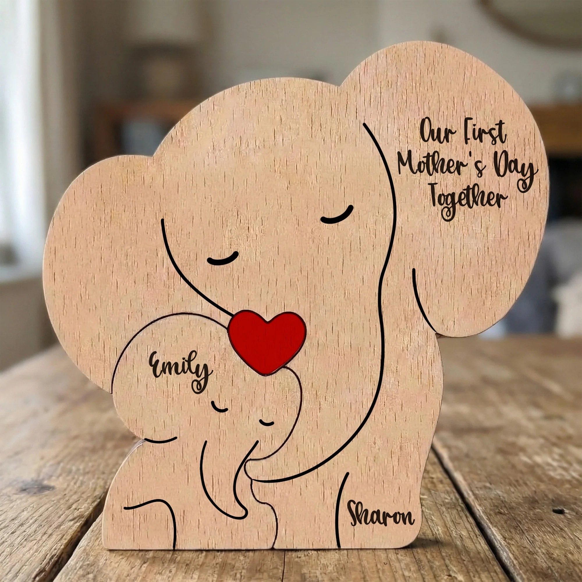 Our 1st Mother's Day Together - Elephant Mom & Baby - Personalized Puzzle - Image 5