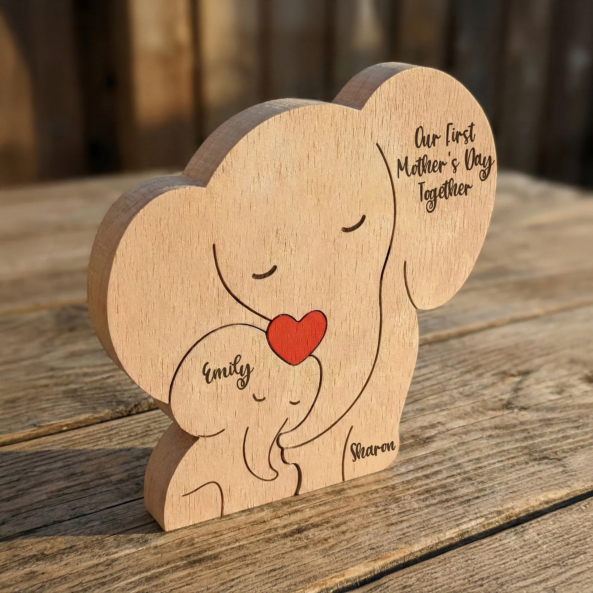 Our 1st Mother's Day Together - Elephant Mom & Baby - Personalized Puzzle - Image 6
