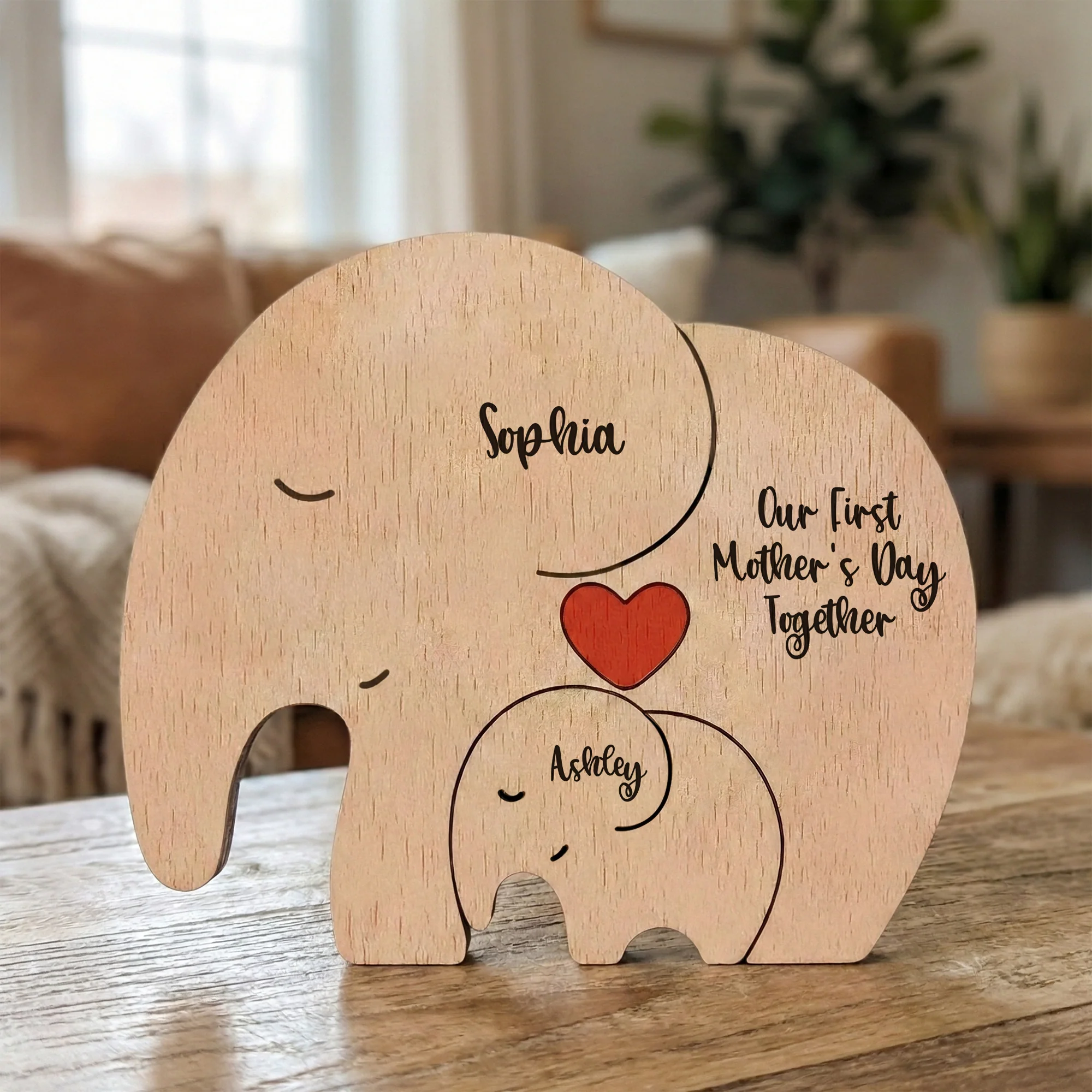 Our 1st Mother's Day Together - Elephant Mom & Baby - Personalized Puzzle - Image 7
