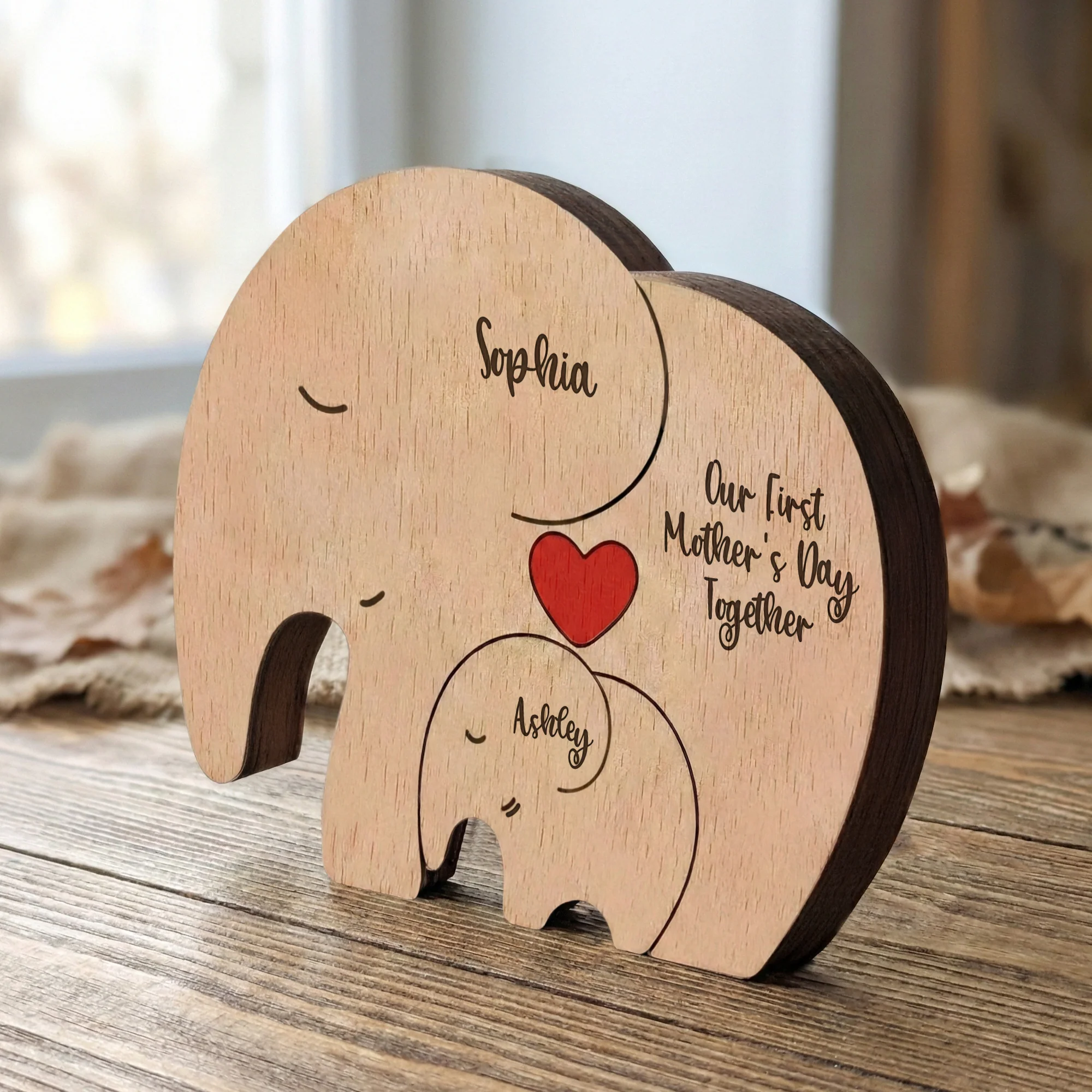 Our 1st Mother's Day Together - Elephant Mom & Baby - Personalized Puzzle - Image 8