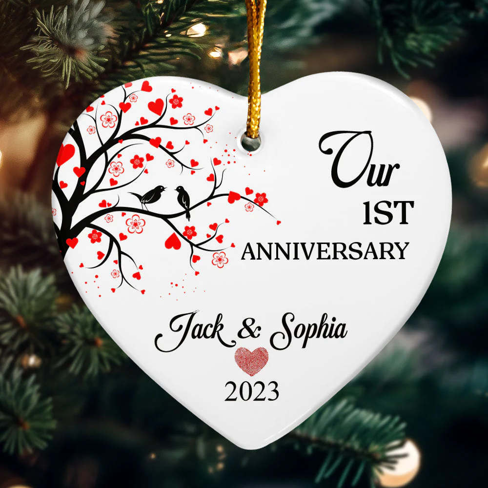 Our 20th Anniversary - Personalized Heart Shaped Ceramic Ornament - Image 3