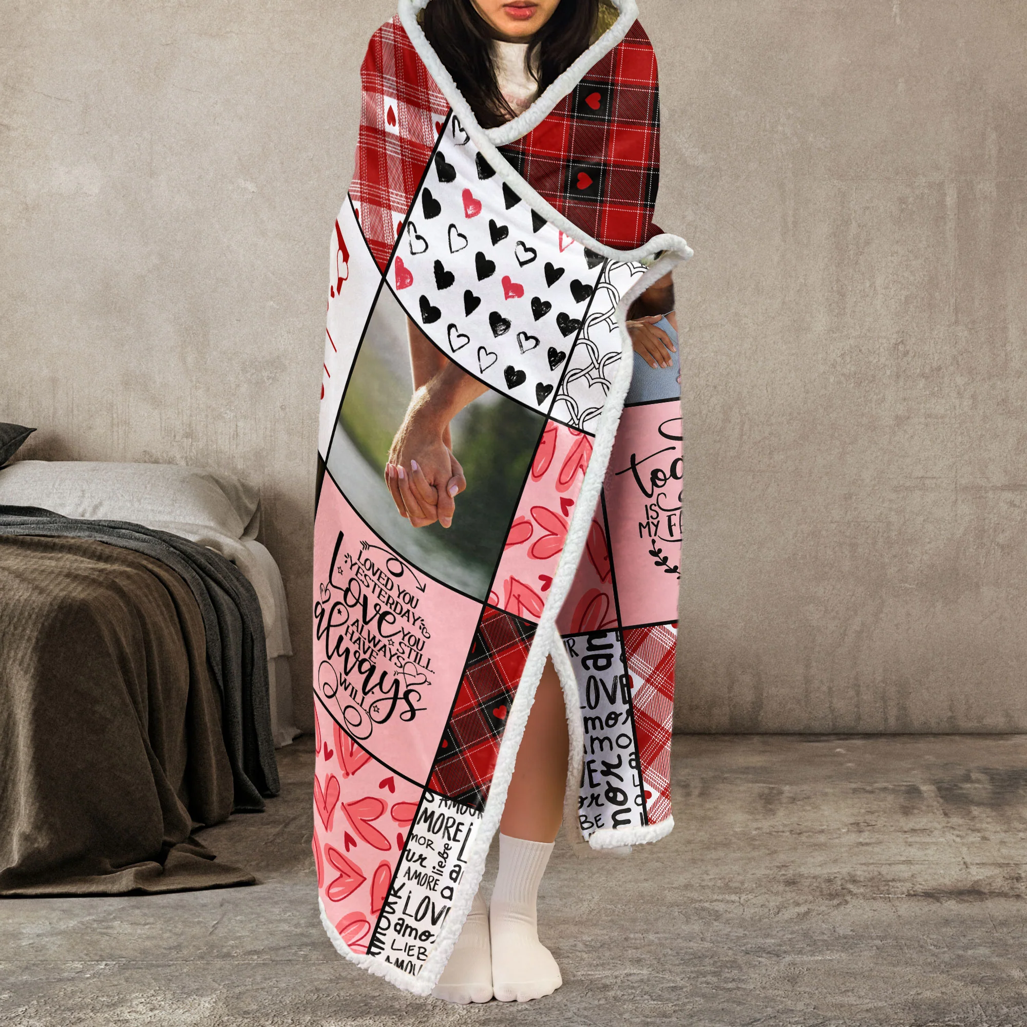 Our Beautiful Love Story - Personalized Photo Wearable Blanket Hoodie - Image 6