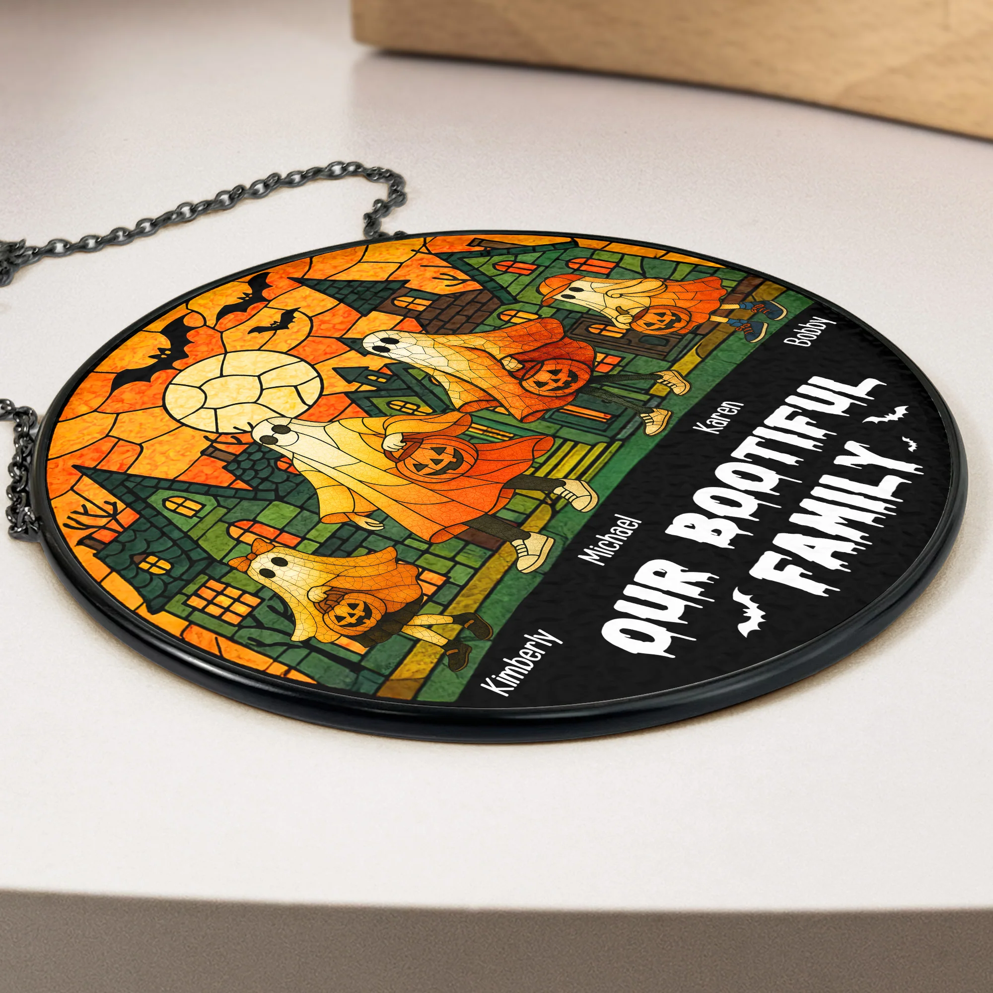 Our Bootiful Family - Personalized Stained Glass Window Hanging Suncatcher - Image 3