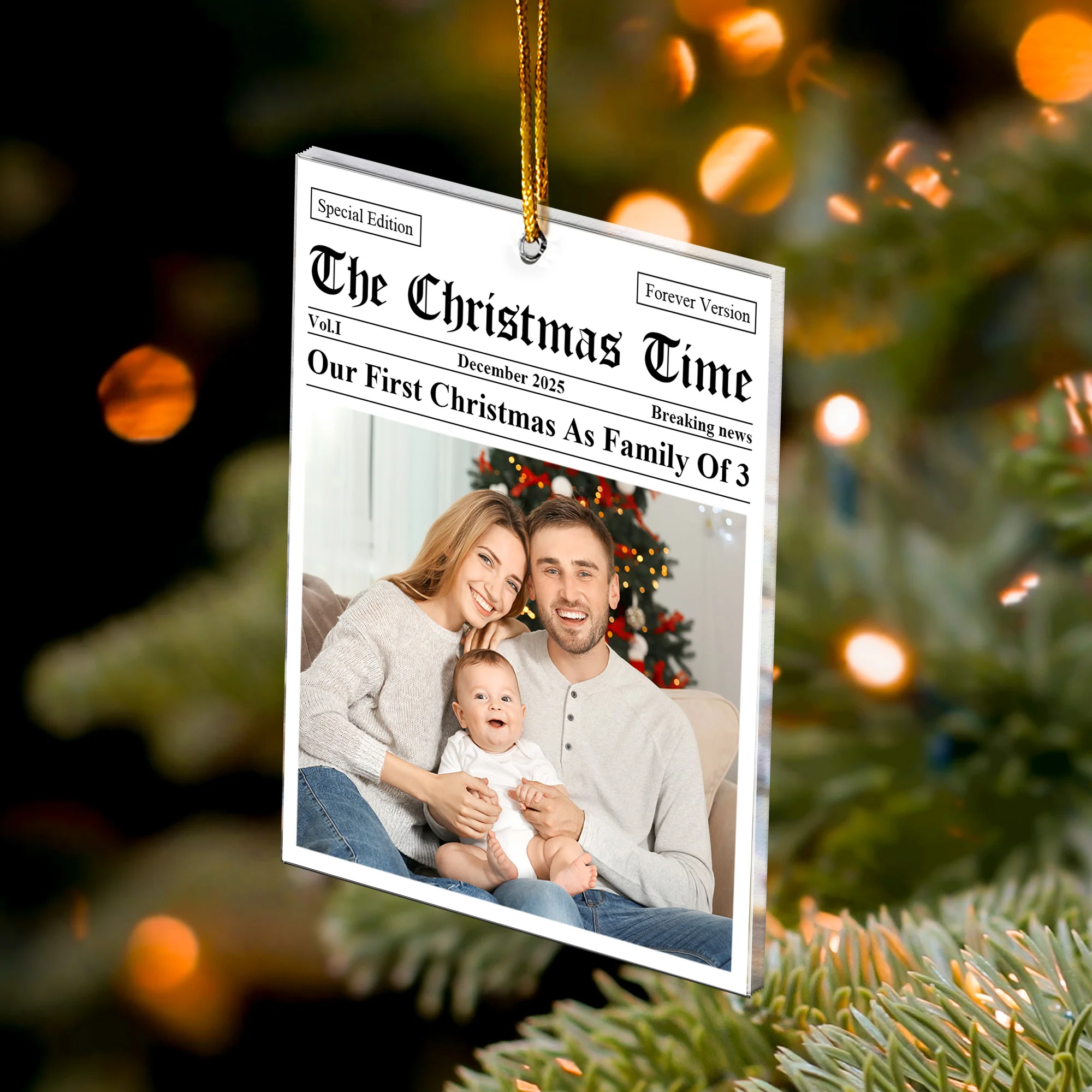 Our First Christmas As, For 1st Baby, New Parents, New Grandparents - Personalized Acrylic Photo Ornament - Image 2