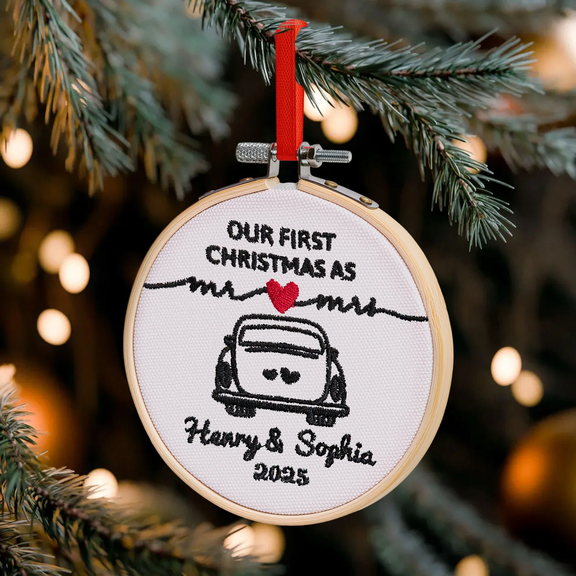 Our First Christmas As Mr & Mrs - Personalized Embroidered Ornament - Image 3