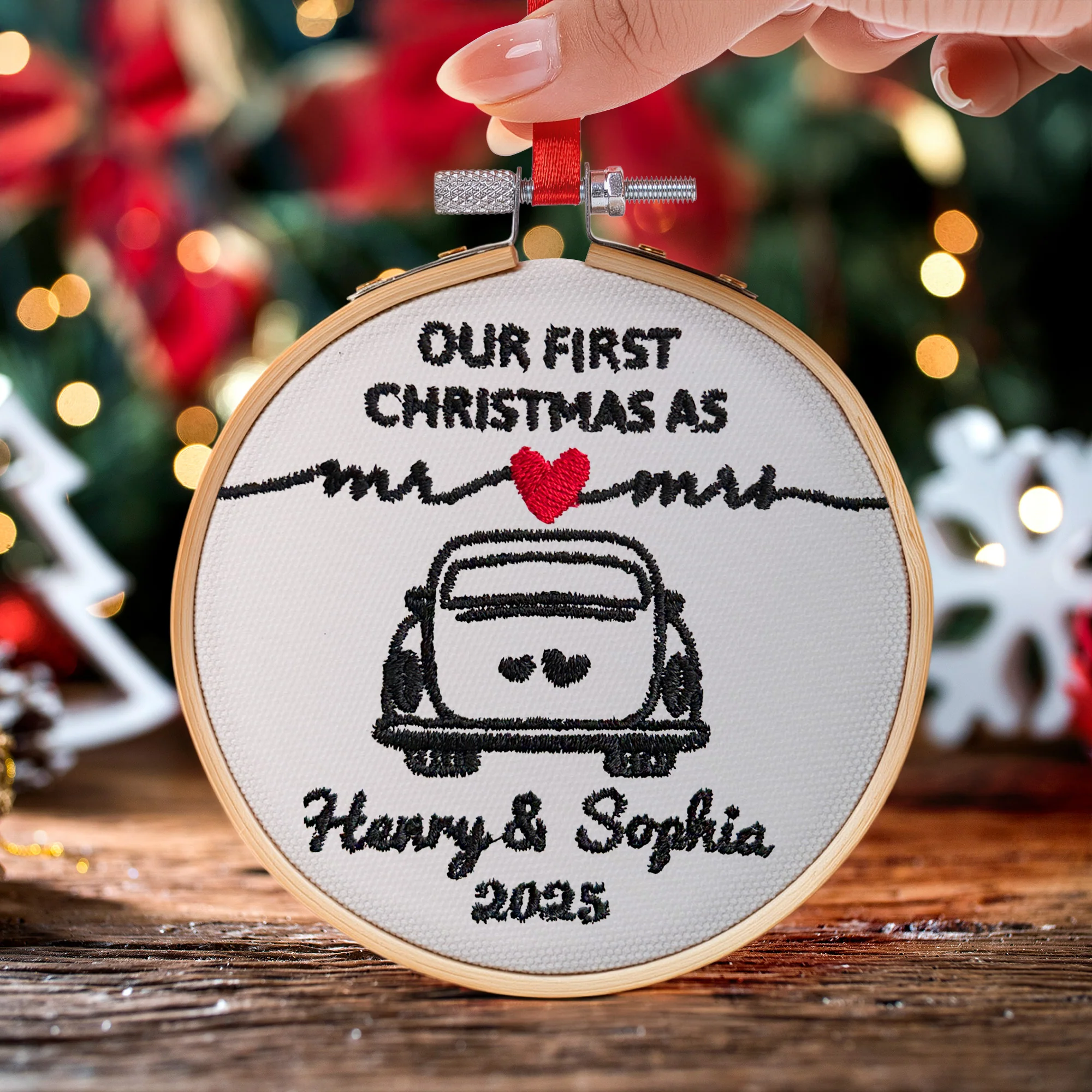 Our First Christmas As Mr & Mrs - Personalized Embroidered Ornament - Image 5