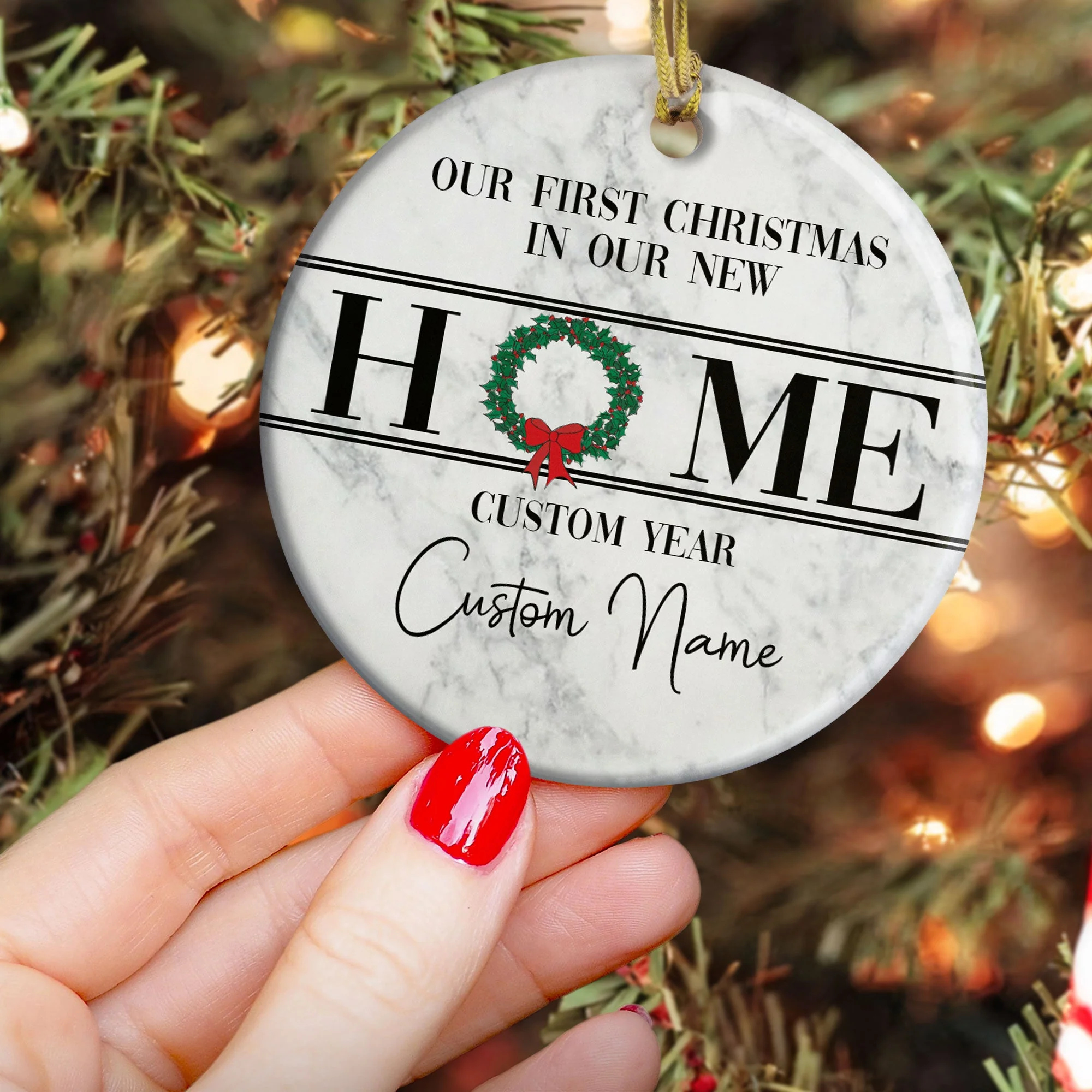 Our First Christmas In Our New Home - Personalized Ceramic Ornament - Image 2