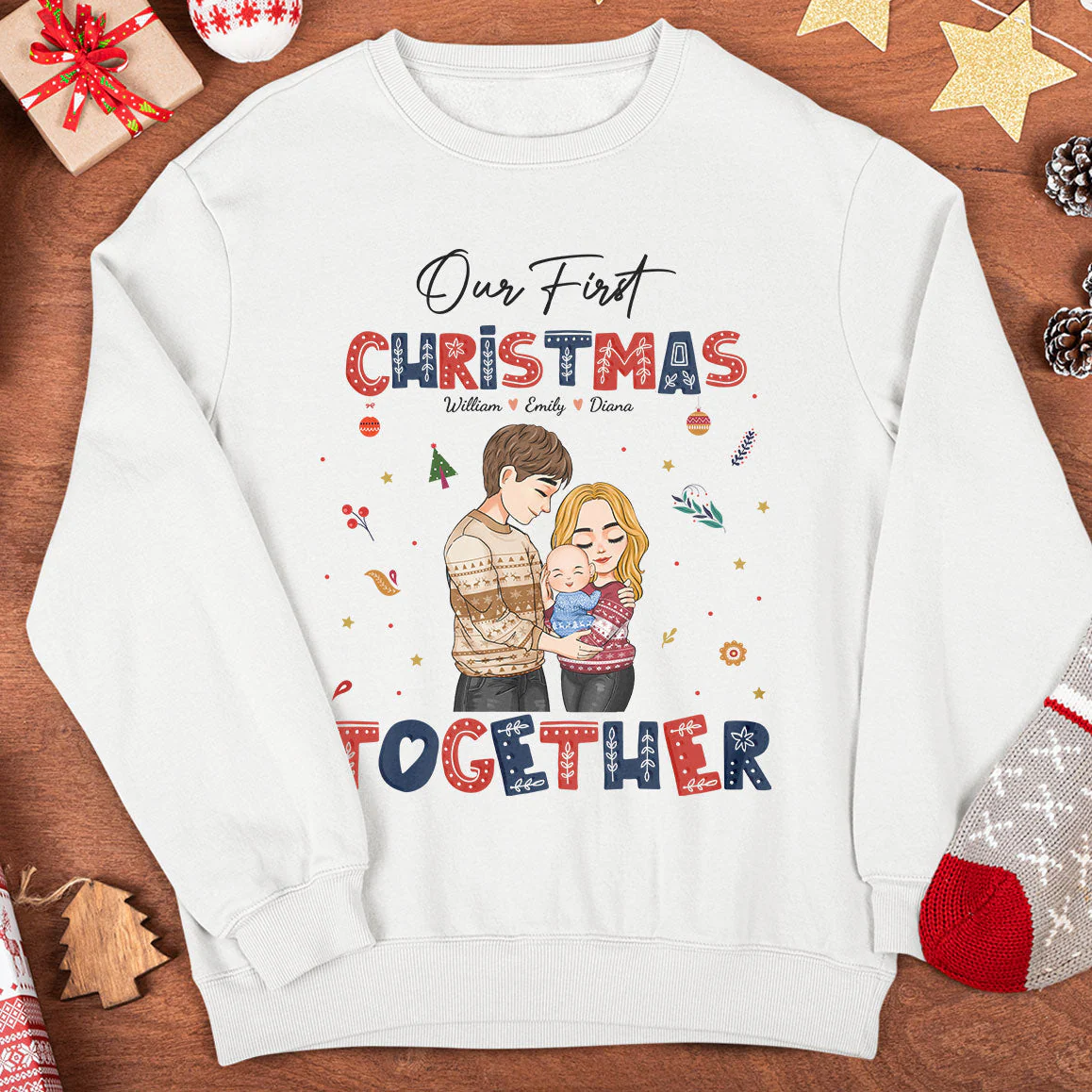 Our First Christmas Together New Mom Dad - Personalized Shirt - Image 3