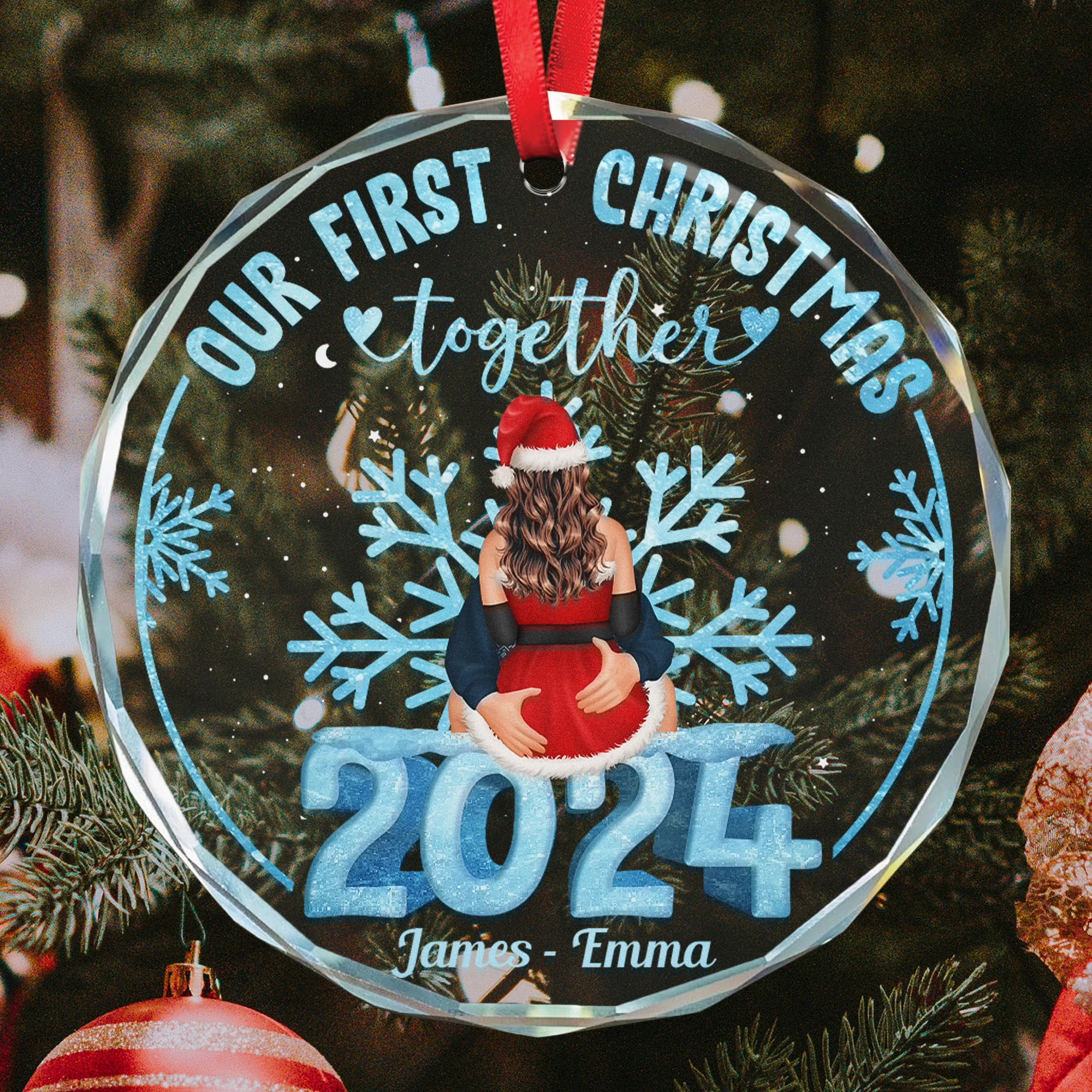 Our First Christmas Together - Personalized Glass Ornament - Image 3