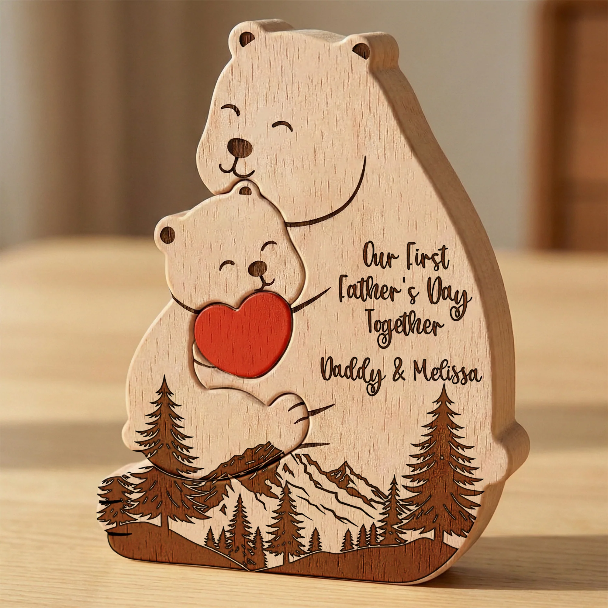 Our First Father's Day Together - Daddy Bear & Baby Bear Cub - Forest Style - Personalized Puzzle - Image 5