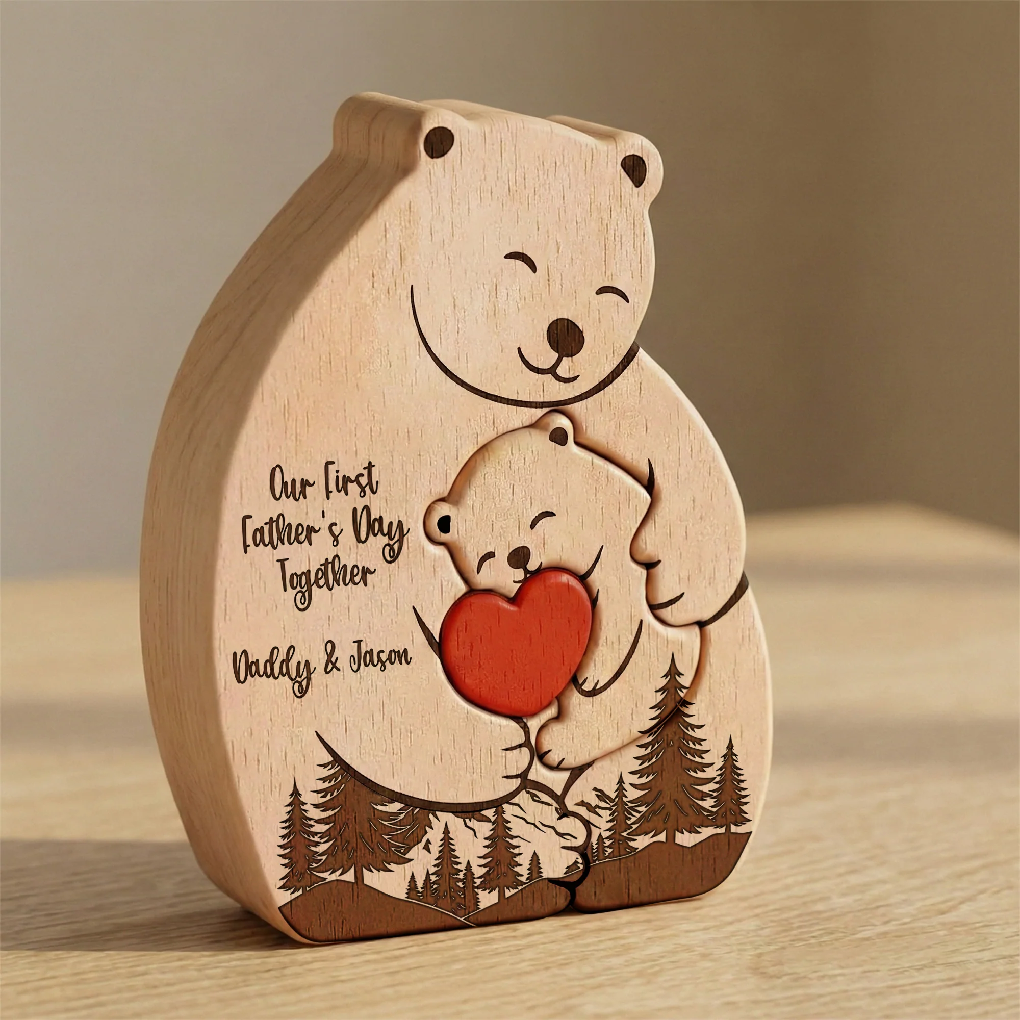 Our First Father's Day Together - Daddy Bear & Baby Bear Cub - Forest Style - Personalized Puzzle - Image 7