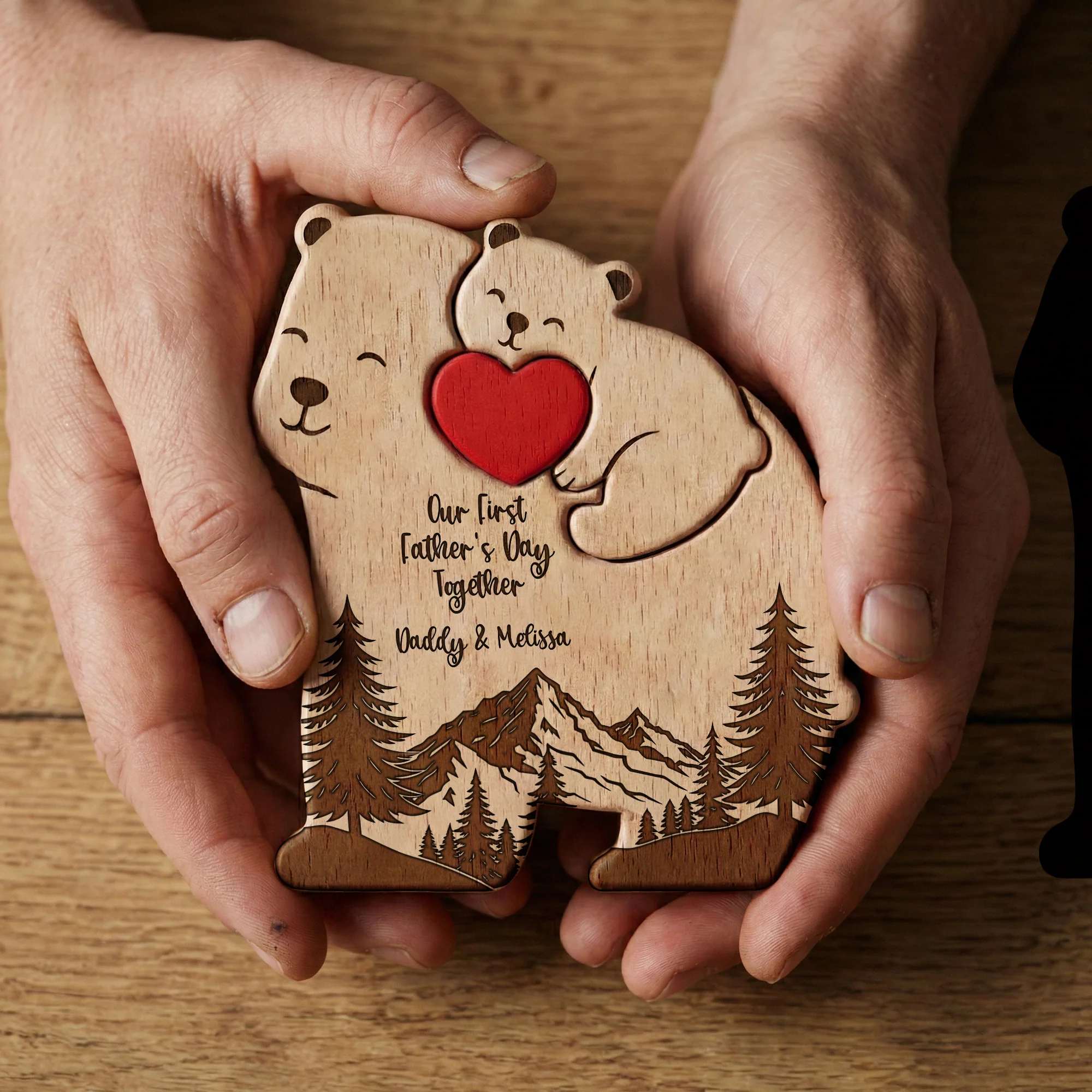 Our First Father's Day Together - Daddy Bear & Baby Bear Cub - Forest Style - Personalized Puzzle - Image 9