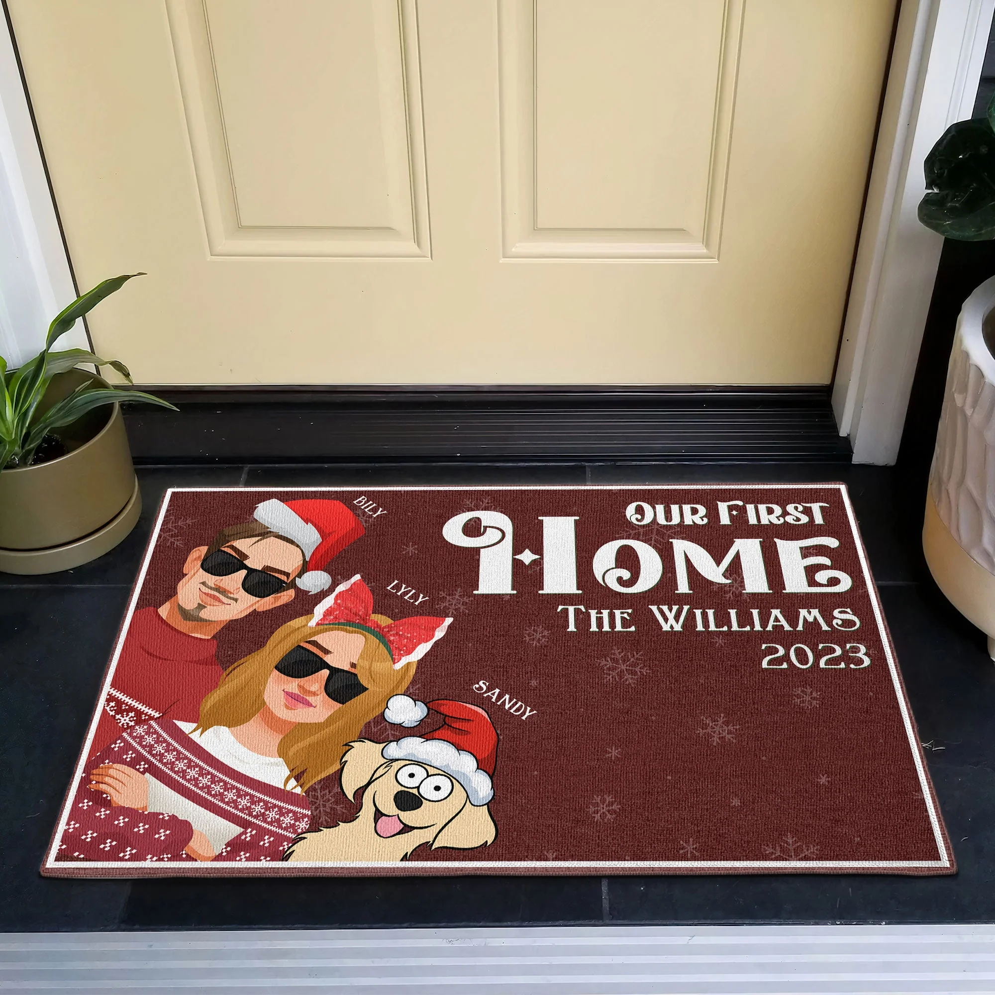 Our First Home With The Dogs - Personalized Doormat - Image 4