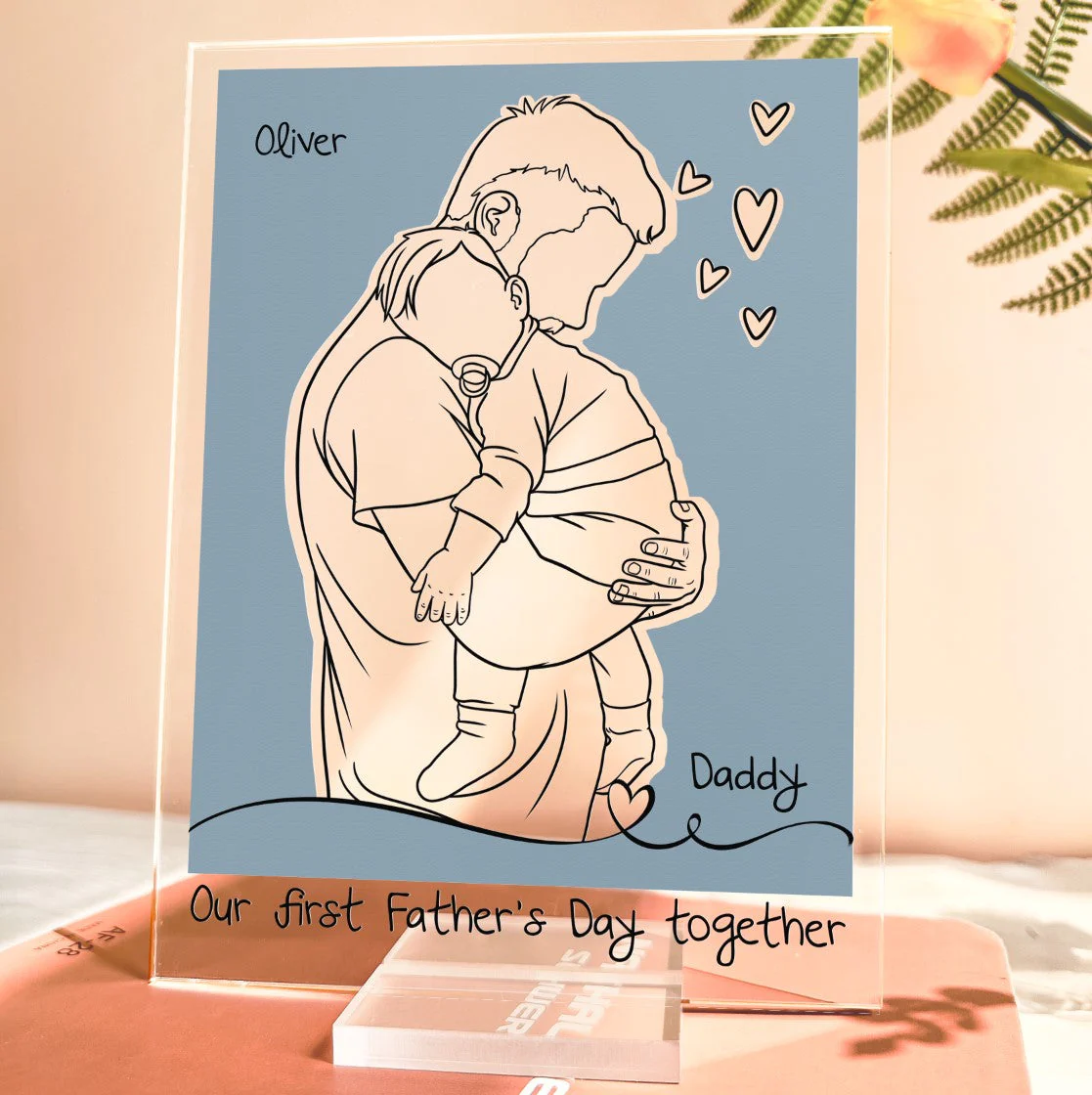 Our First Mother's Day Together Line Art - Personalized Acrylic Plaque - Image 4