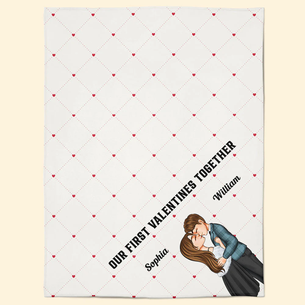 Our First Valentines Together - Personalized Couple Blanket - Image 5