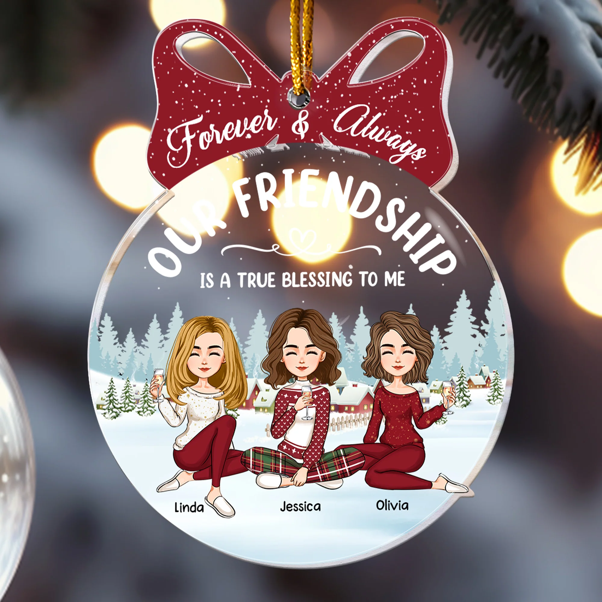 Our Friendship Is A True Blessing To Me - Personalized Acrylic Ornament - Image 4