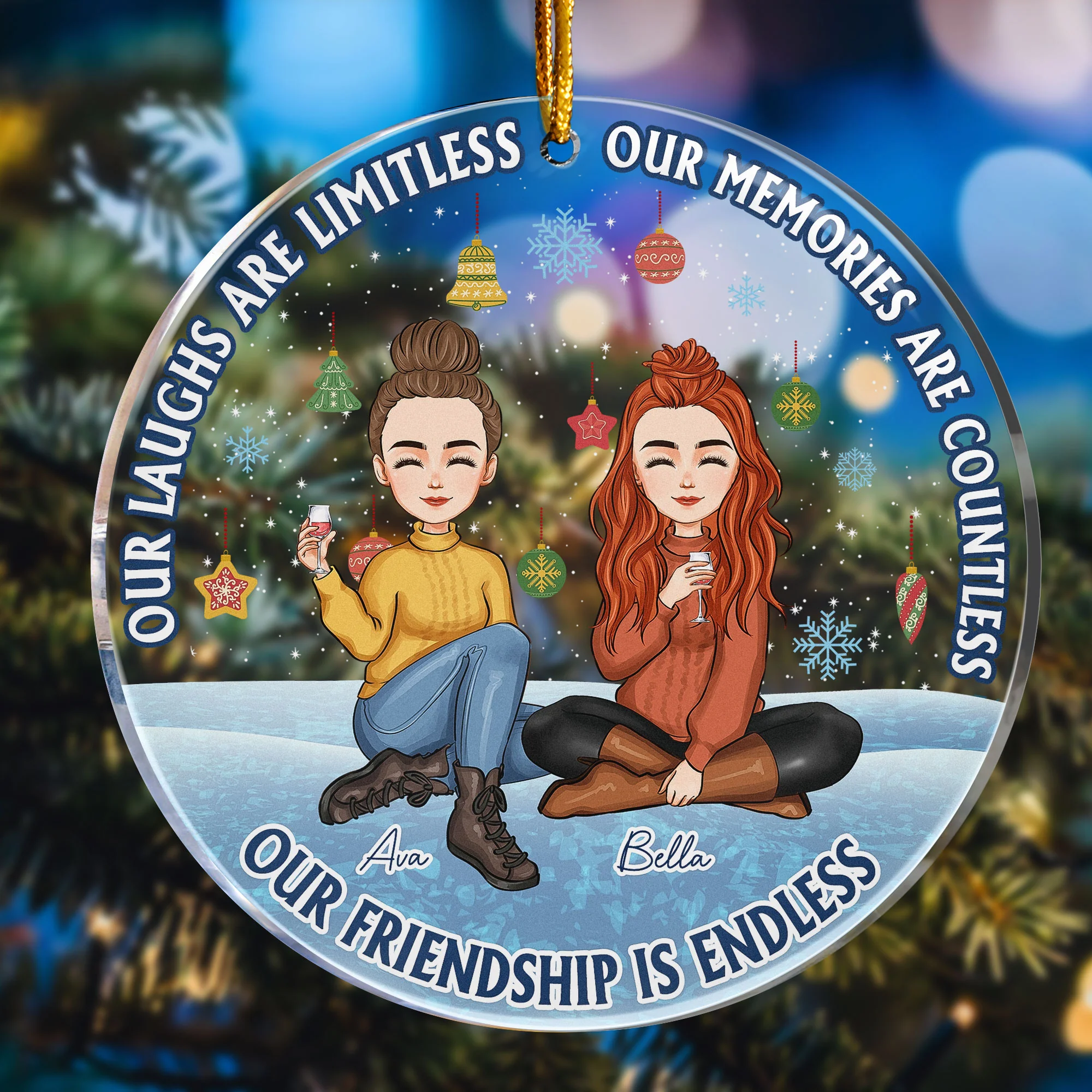 Our Friendship Is Endless Besties Forever - Personalized Acrylic Ornament - Image 4