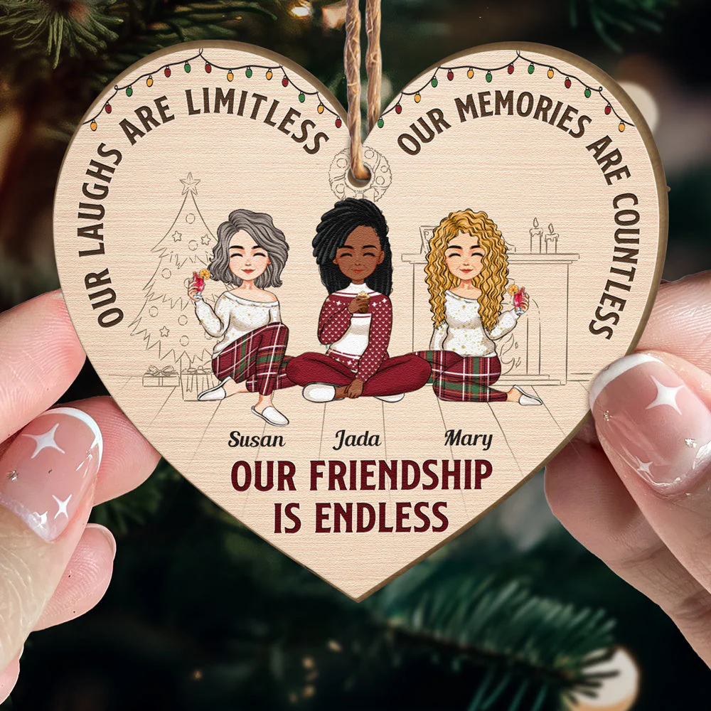 Our Friendship Is Endless Friends Ornament - Personalized Wooden Ornament - Image 2