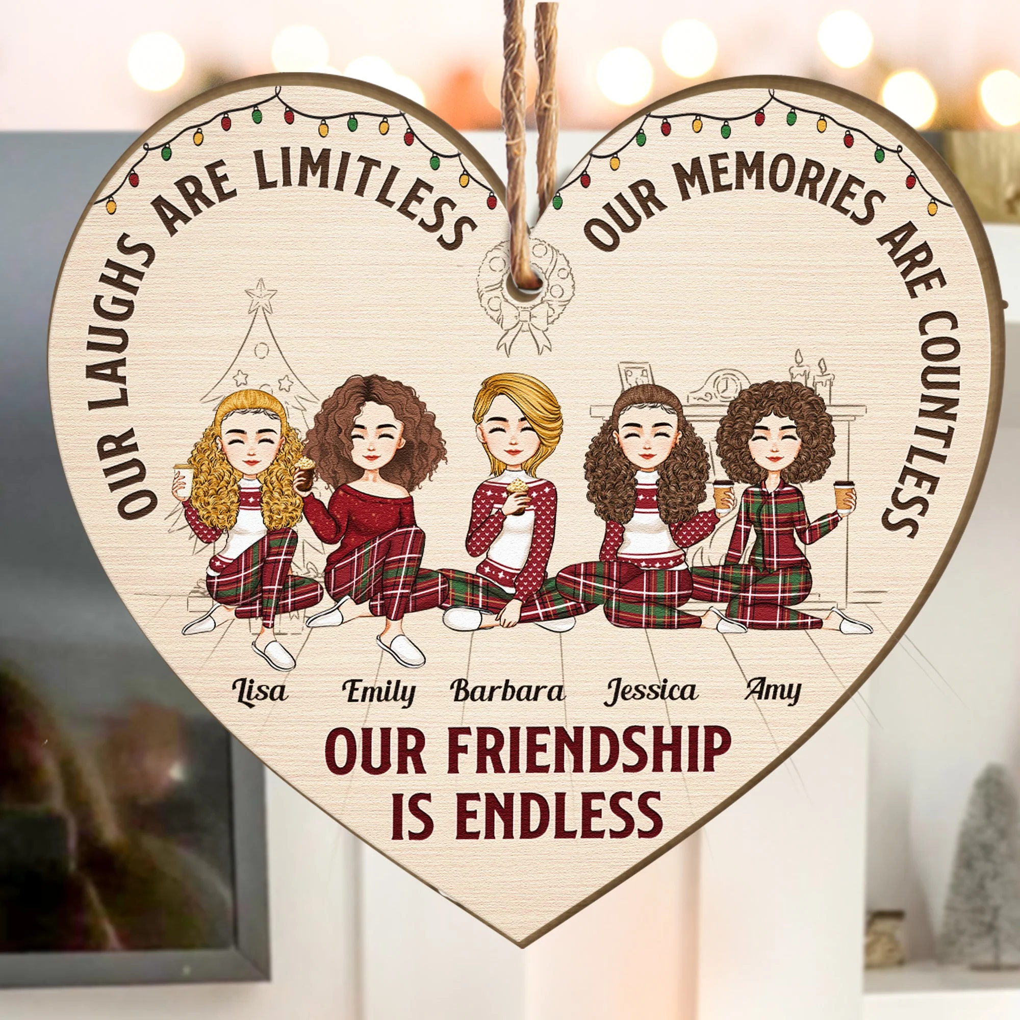 Our Friendship Is Endless Friends Ornament - Personalized Wooden Ornament - Image 3