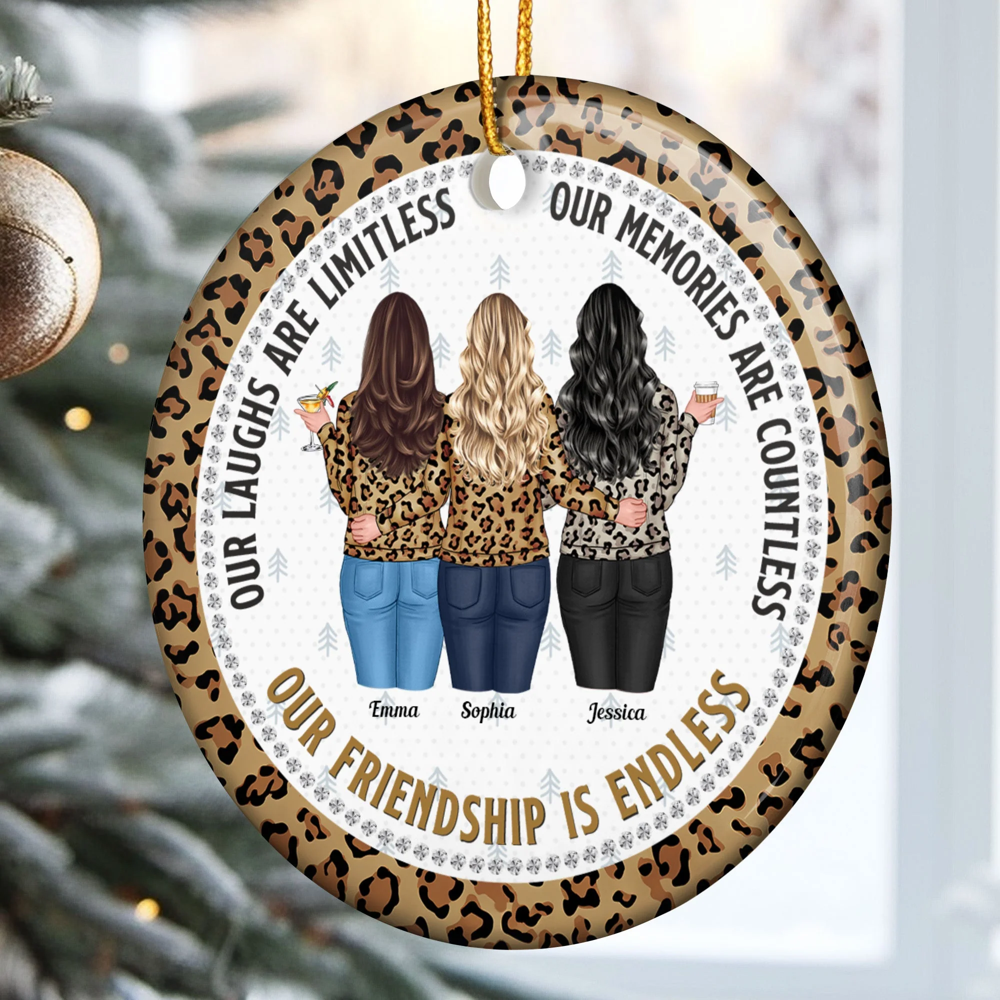 Our Friendship Is Endless Gift For Friend - Personalized Ceramic Ornament - Image 2