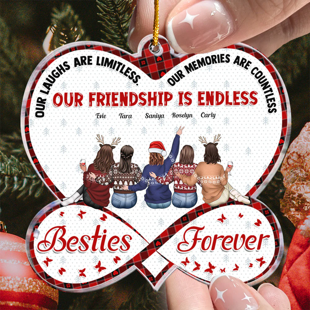 Our Friendship Is Endless Infinity Love - Personalized Acrylic Ornament - Image 3