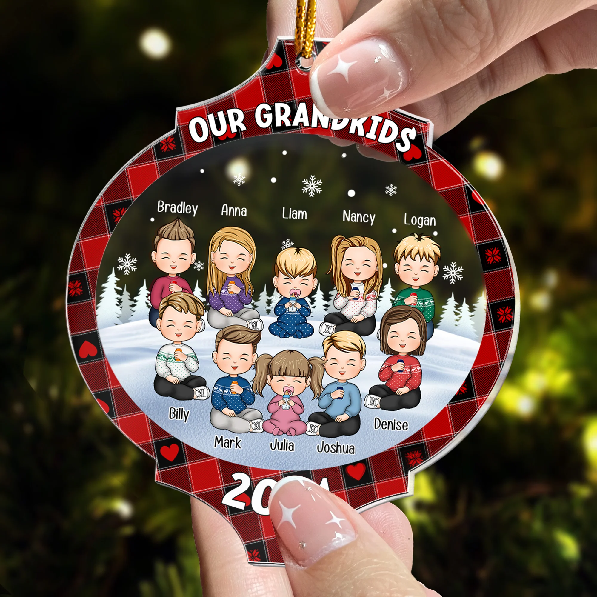 Our Grandkids - Personalized Acrylic Ornament - Bauble Shaped - Image 2