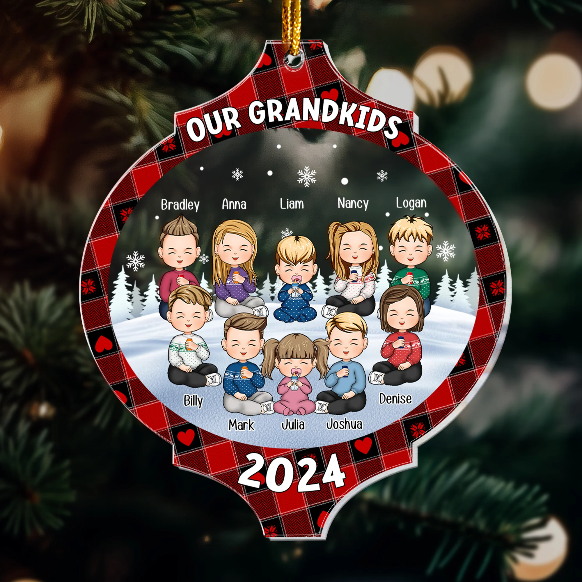 Our Grandkids - Personalized Acrylic Ornament - Bauble Shaped - Image 3