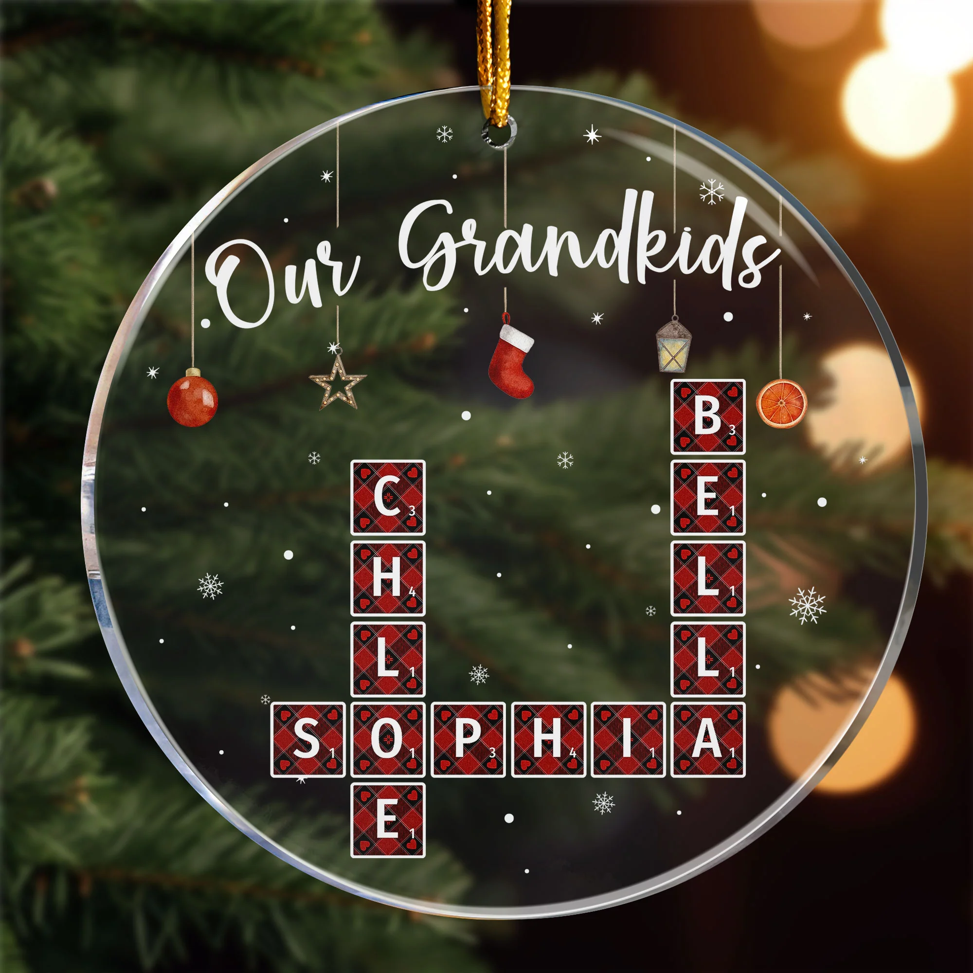Our Grandkids Scrabble Custom Name - Personalized Acrylic Ornament - Image 2