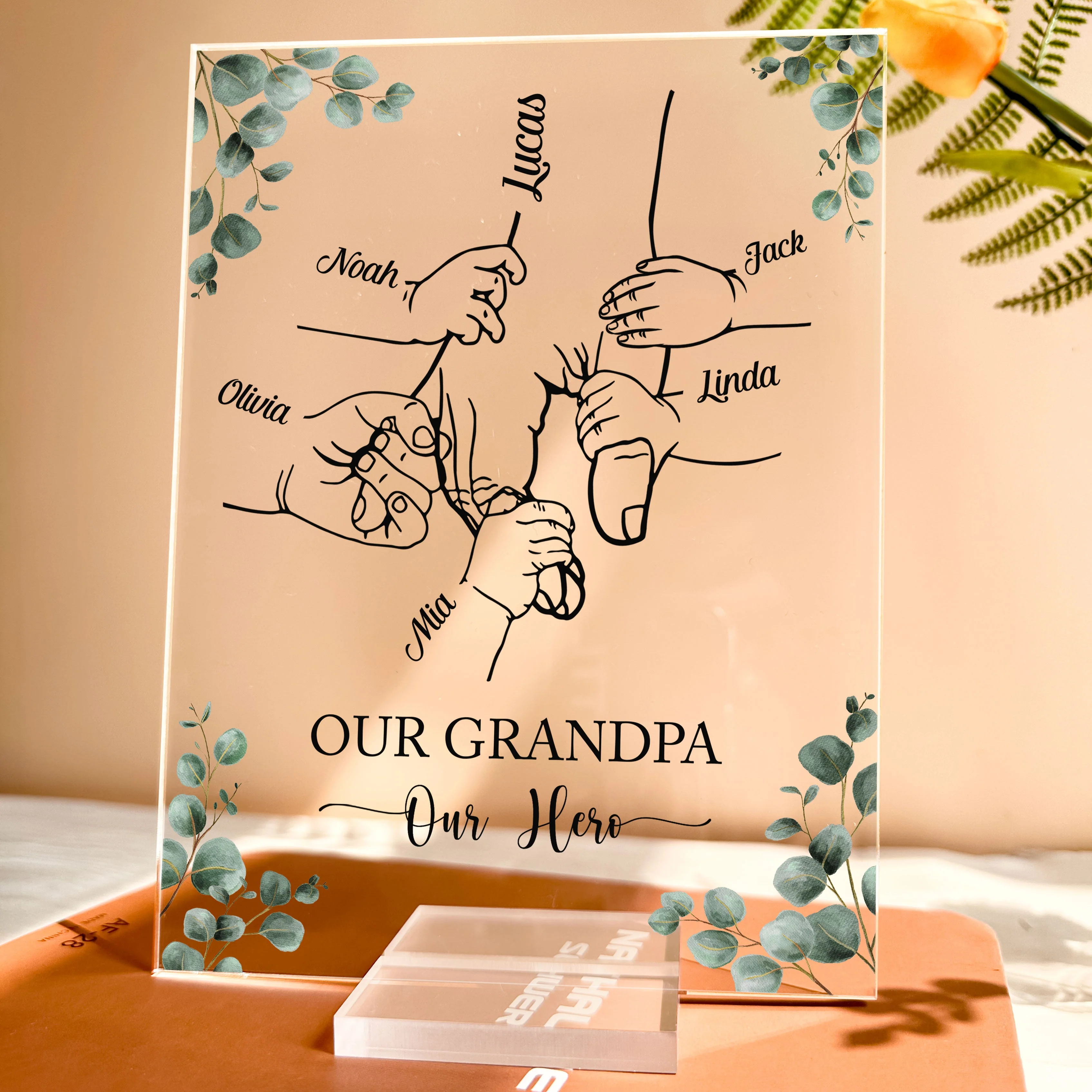 Our Grandpa, Our Hero - Personalized Acrylic Plaque - Image 4