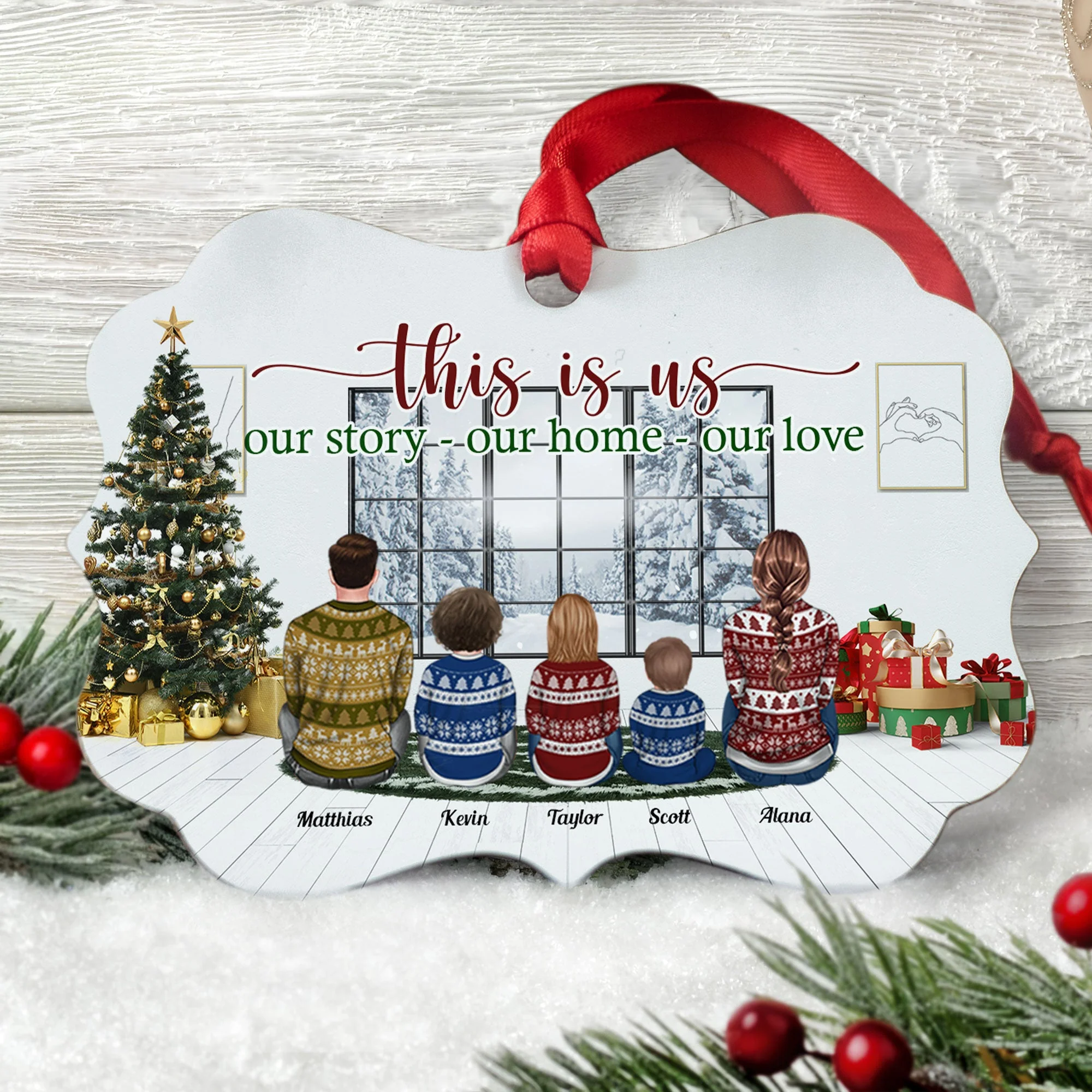 Our Home Our Love - Personalized Alumium Ornament - Christmas Gifts For Family, Wife, Husband, Mom, Dad - Image 2