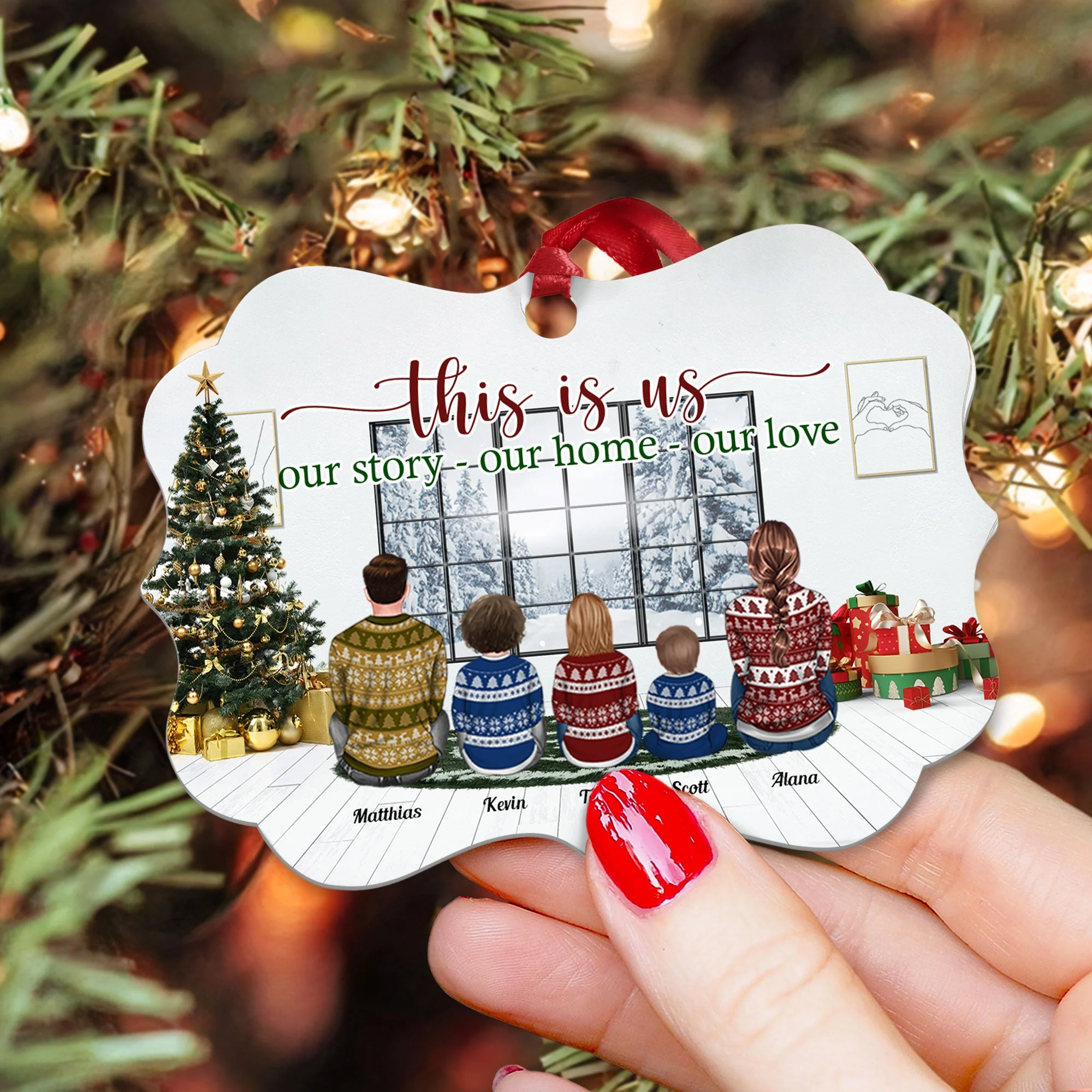 Our Home Our Love - Personalized Alumium Ornament - Christmas Gifts For Family, Wife, Husband, Mom, Dad - Image 3
