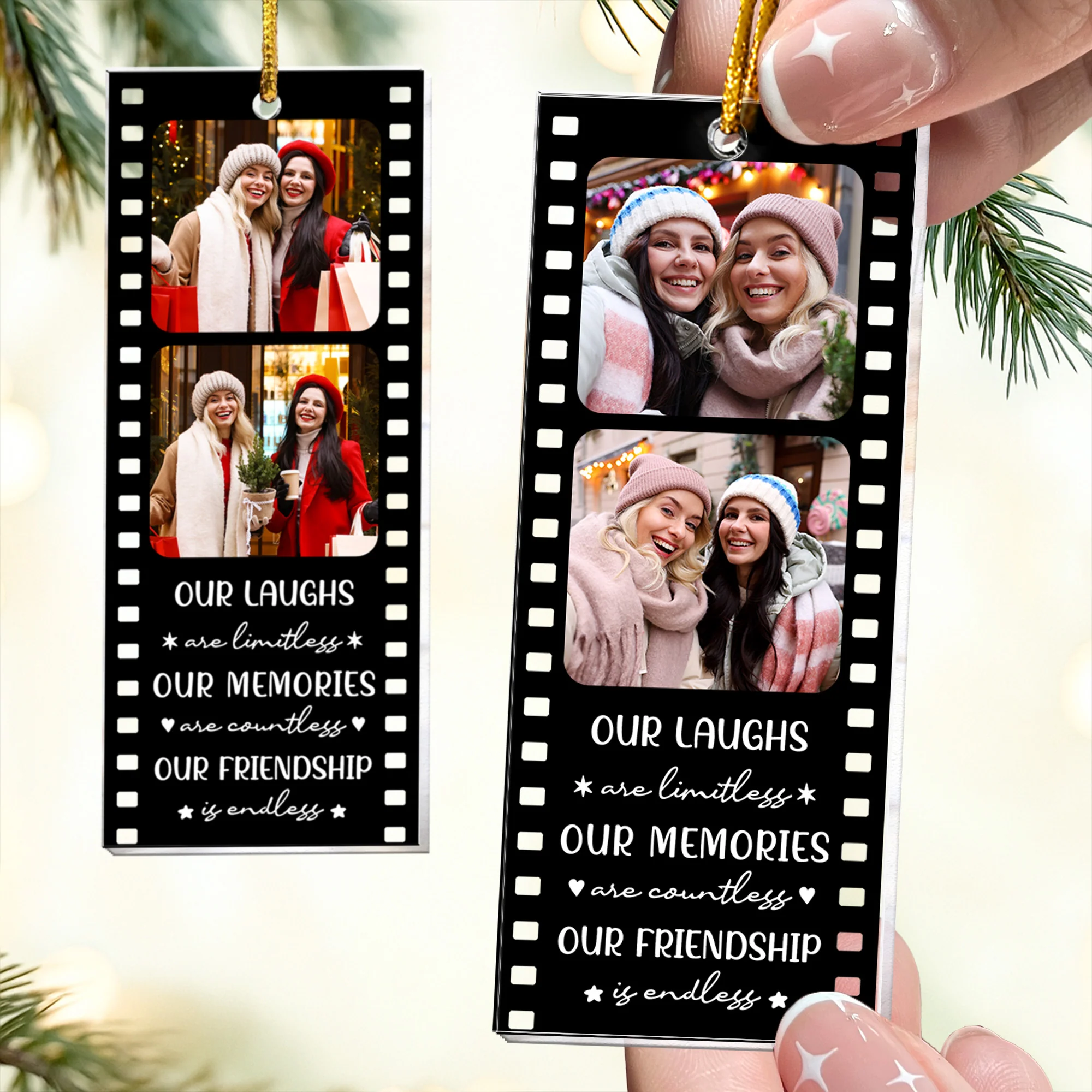 Our Laughs Are Limitless Bestie - Personalized Acrylic Photo Ornament - Image 2