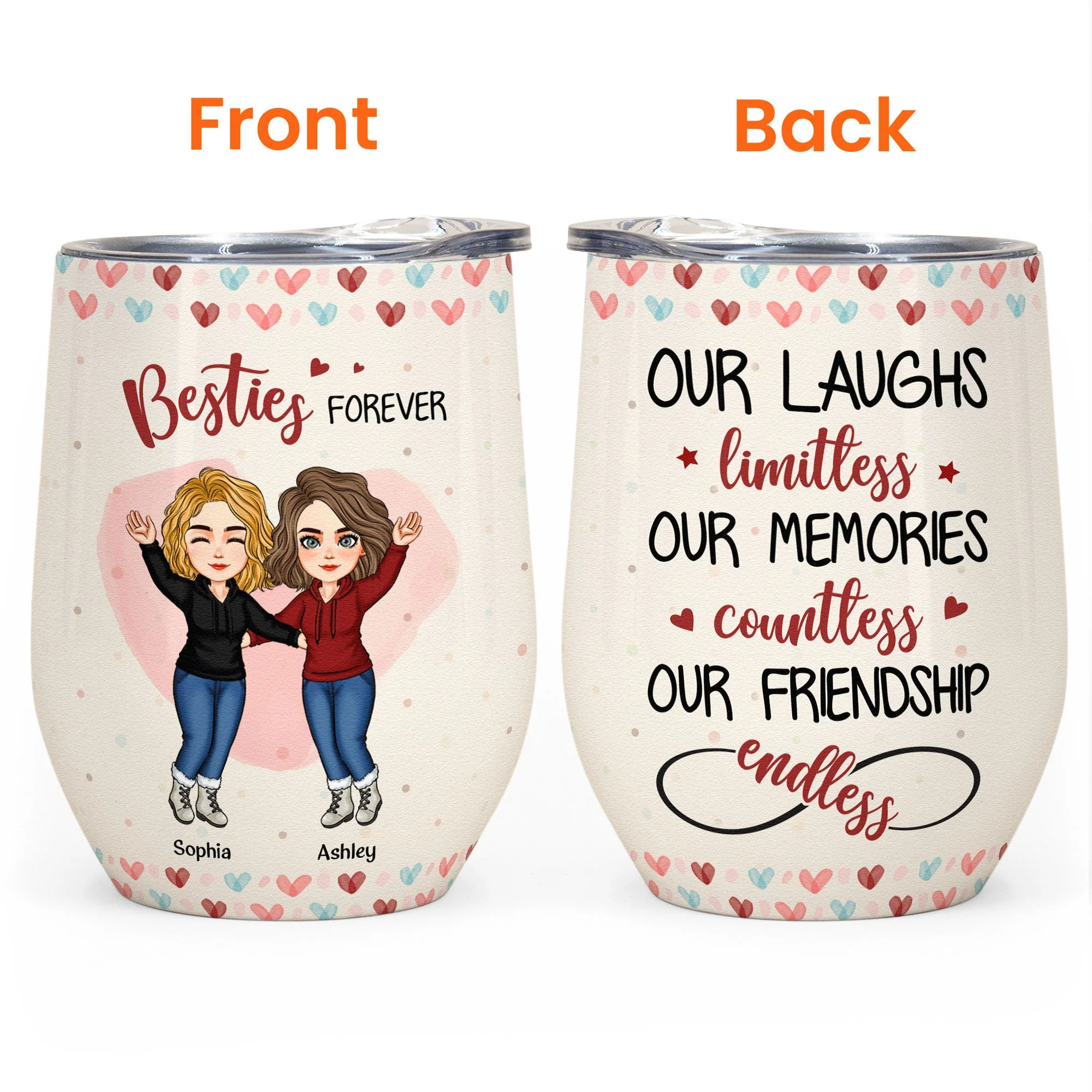 Our Laughs Limitless Our Friendship Endless - Personalized Wine Tumbler - Image 3