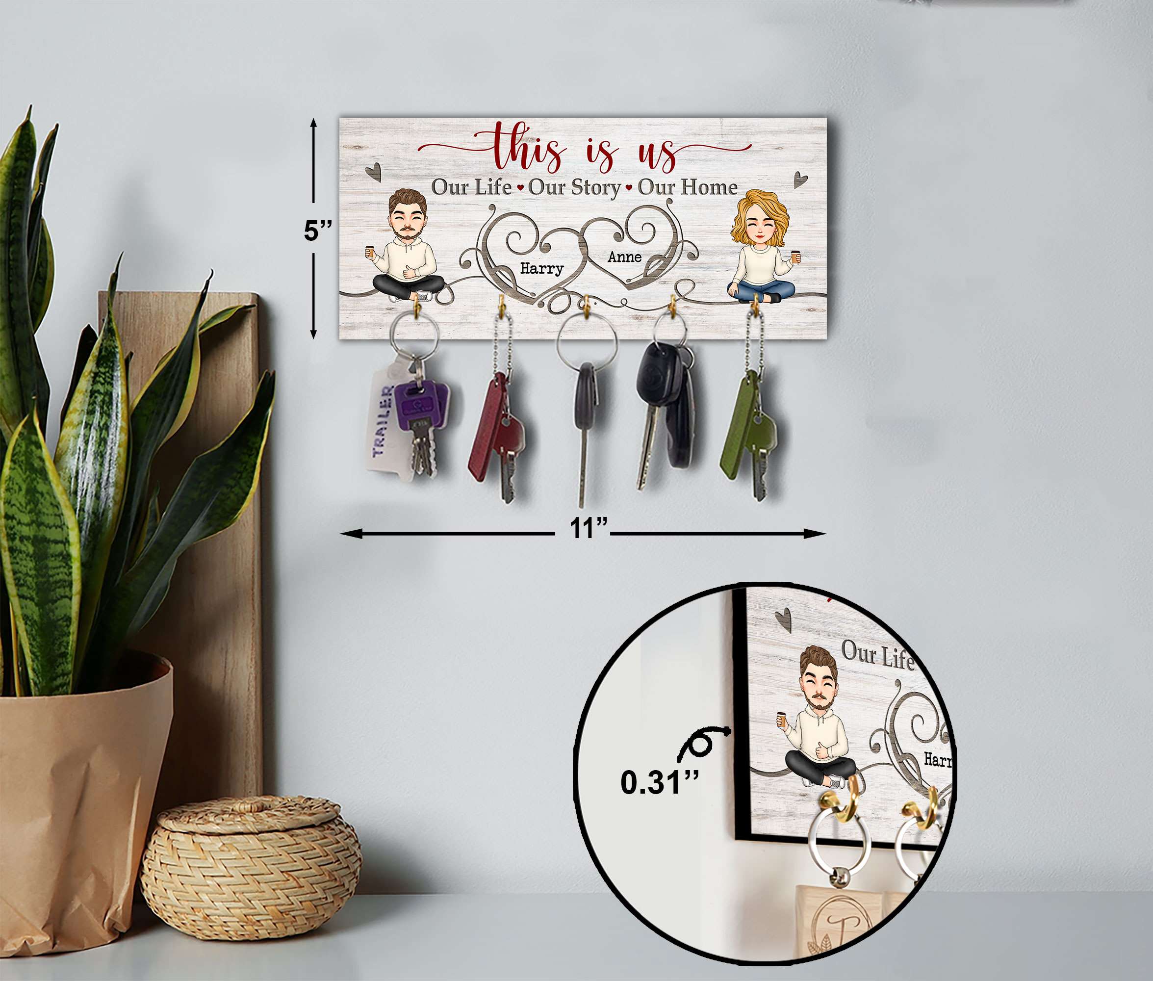 Our Life Our Story Our Home - Personalized Key Hanger - Image 3