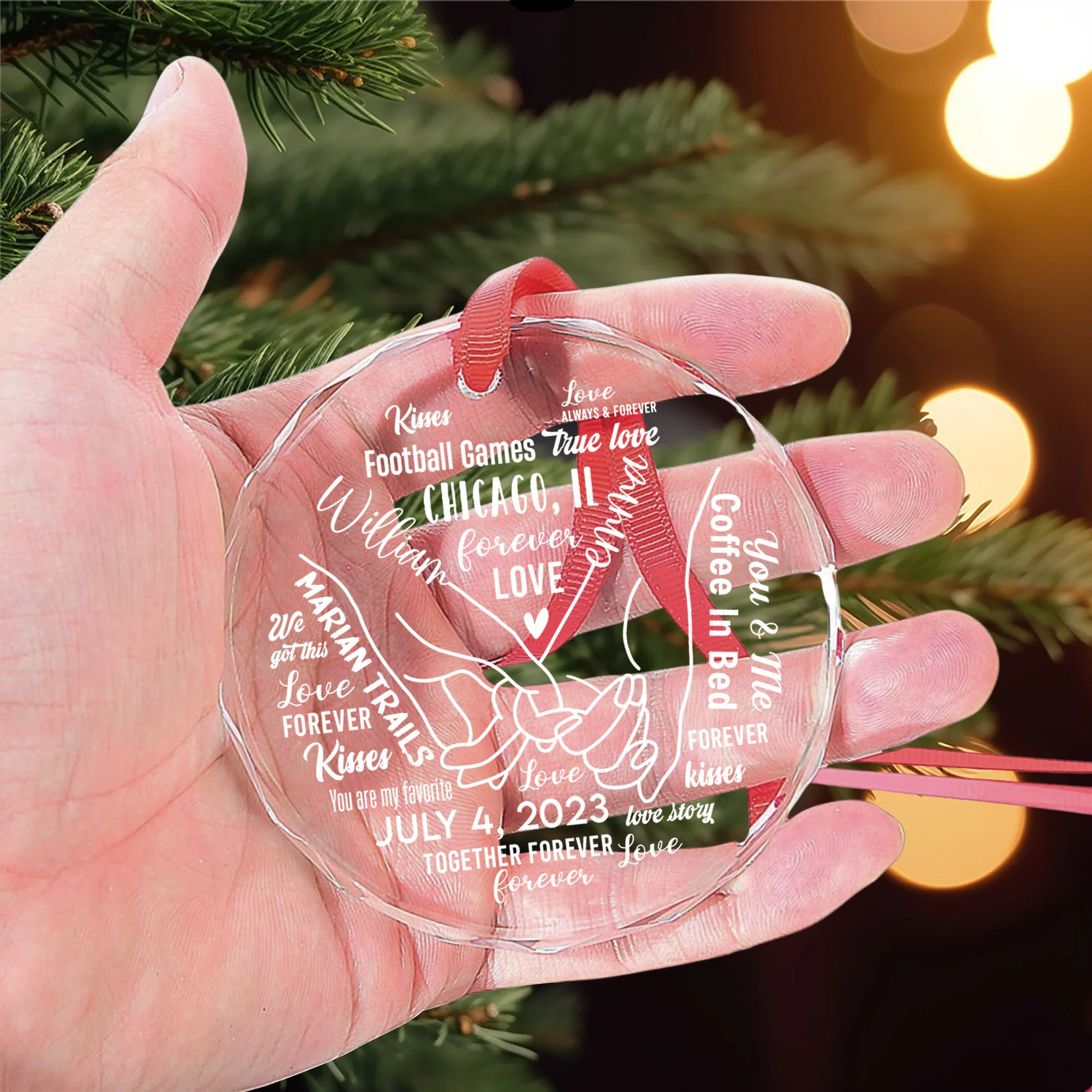 Our Life Together Couples Memories Milestones- Personalized Glass Ornament - Image 3