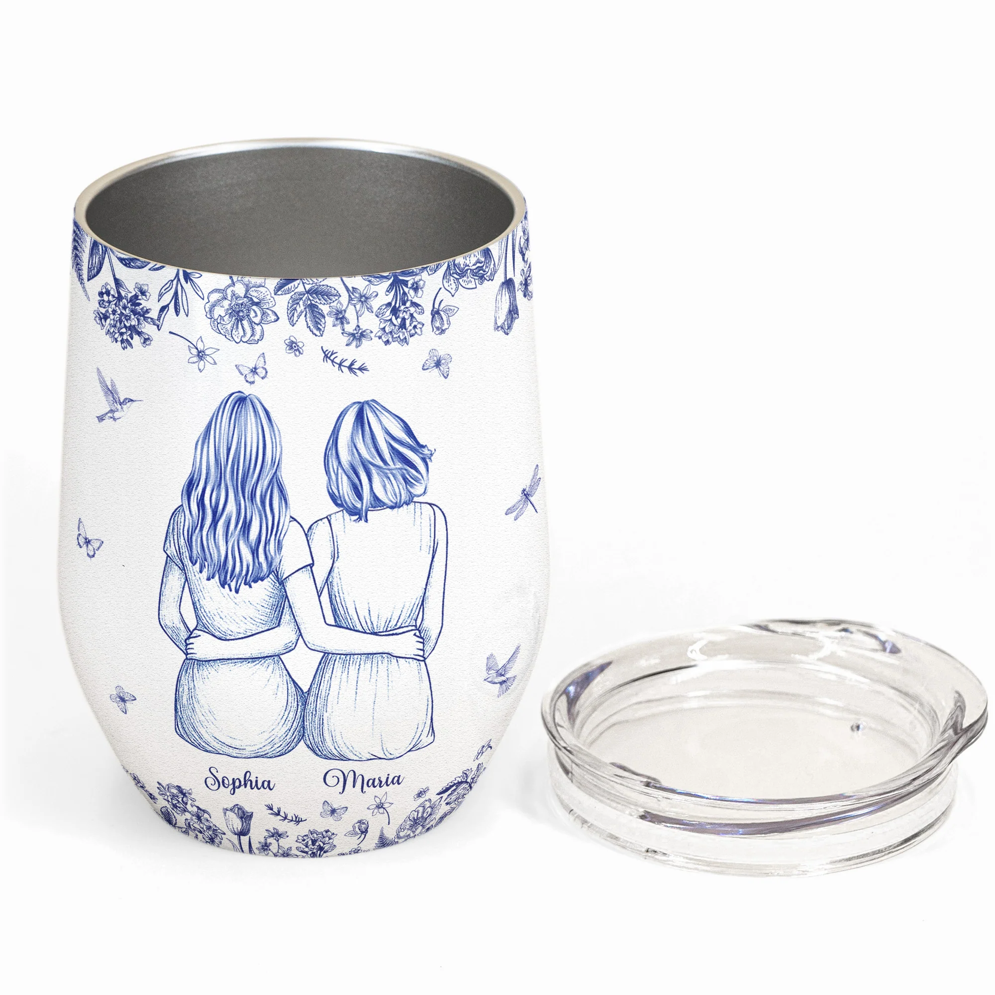 Our Memories Are Countless Our Friendship Is Endless Toile De Jouy - Personalized Wine Tumbler - Image 3