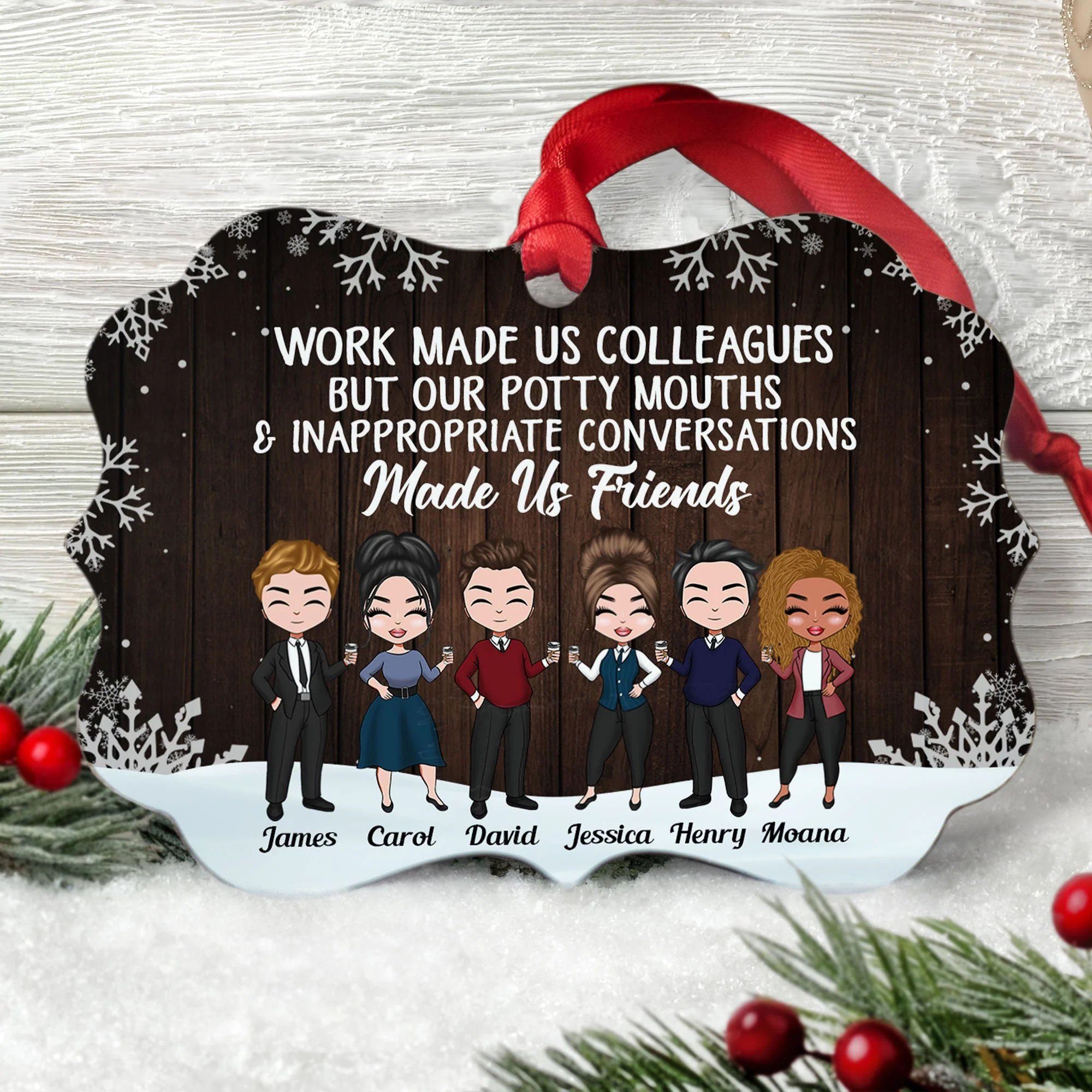 Our Potty Mouths Made Us Friends - Personalized Aluminum Ornament - Christmas Gift For Colleagues - Image 2