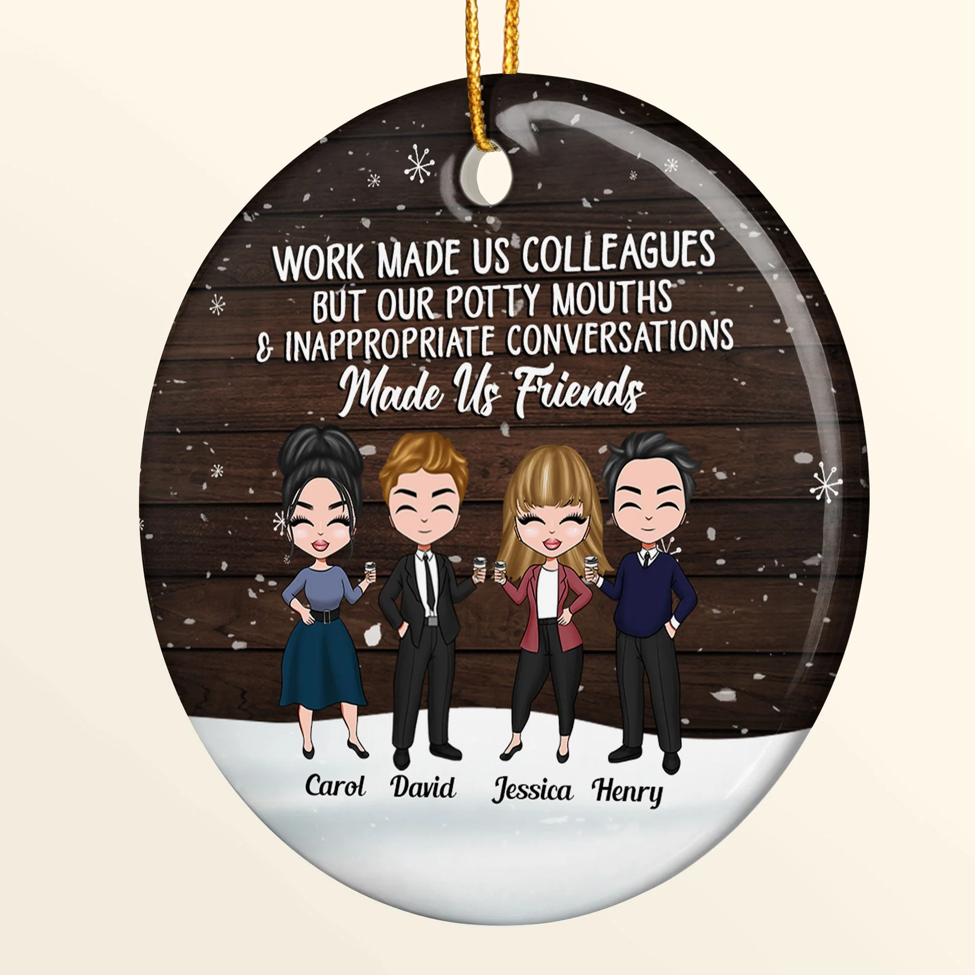 Our Potty Mouths Made Us Friends - Personalized Ceramic Ornament - Christmas Gift For Colleagues - Image 2