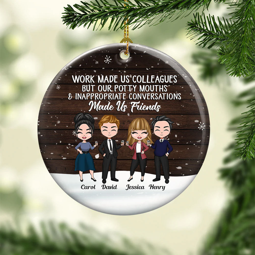 Our Potty Mouths Made Us Friends - Personalized Ceramic Ornament - Christmas Gift For Colleagues - Image 4